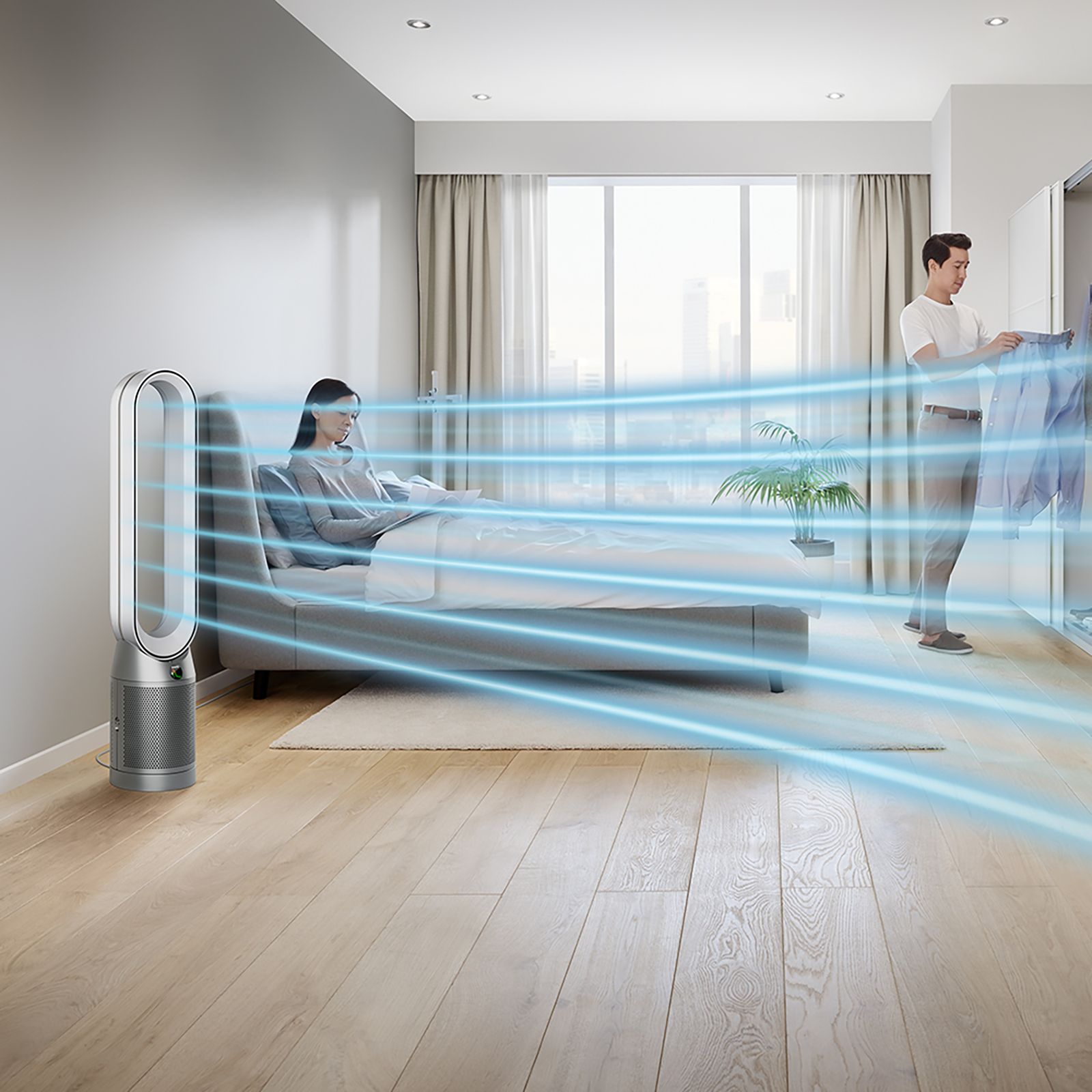dyson TP07 Smart Air Purifier with Curved & Magnetised Remote Control (Powerful Air Multiplier Technology, White & Silver)_8
