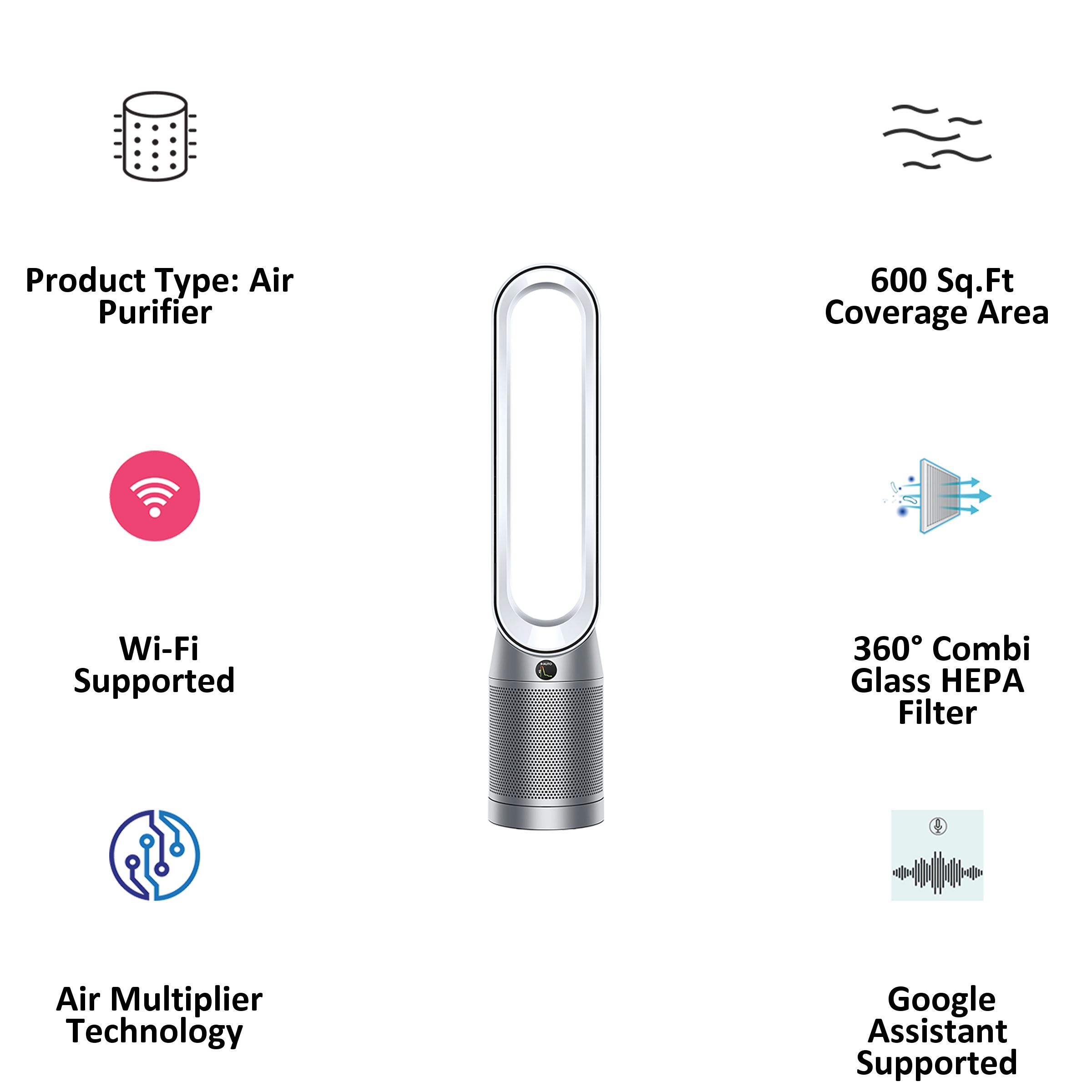 dyson TP07 Smart Air Purifier with Curved & Magnetised Remote Control (Powerful Air Multiplier Technology, White & Silver)_4
