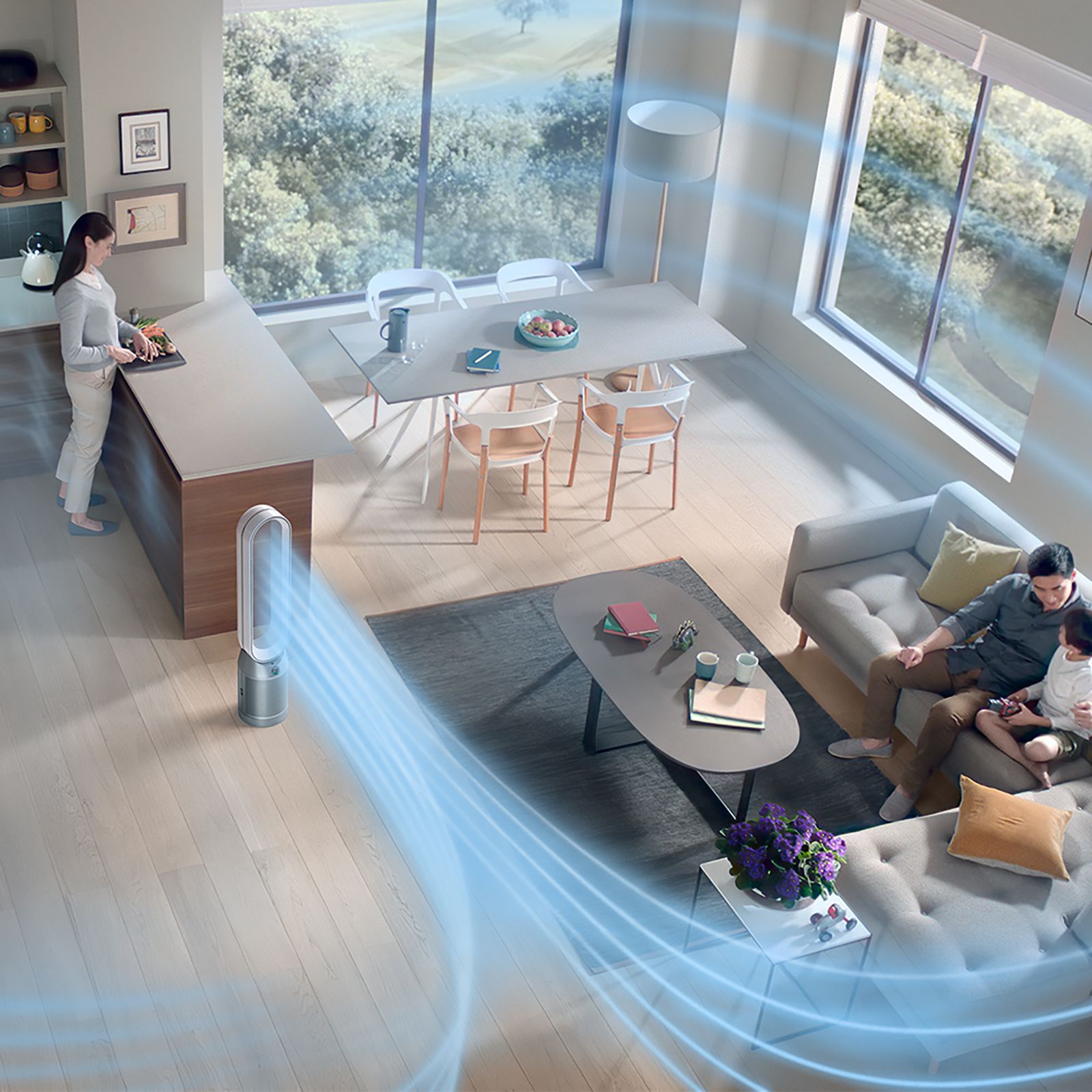 dyson TP07 Smart Air Purifier with Curved & Magnetised Remote Control (Powerful Air Multiplier Technology, White & Silver)_7
