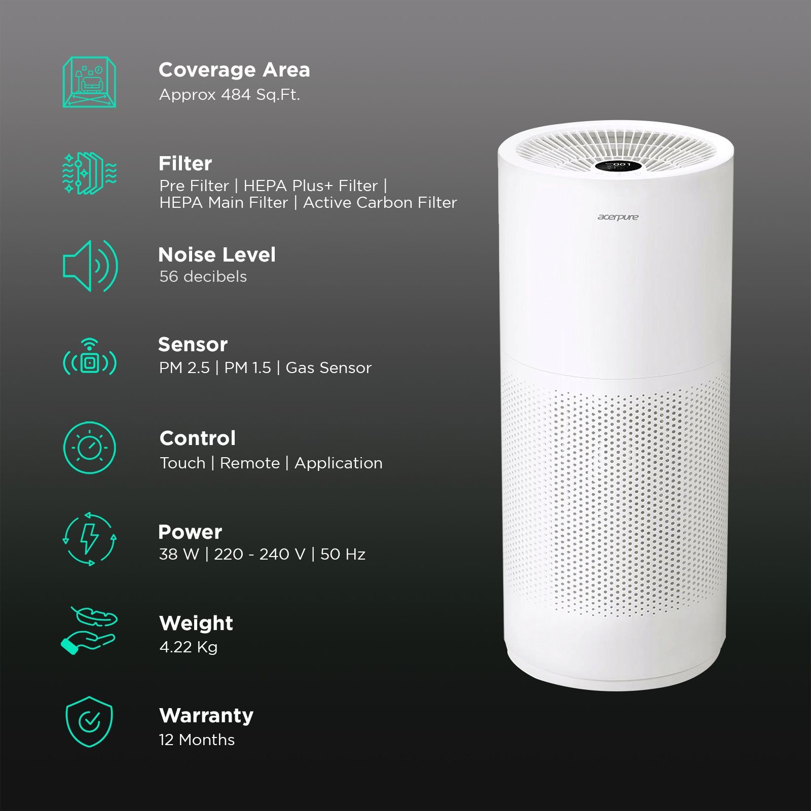 acer Acerpure Pro 4 in 1 HEPA Filter Air Purifier (Smart Sensor, AP551-50W, White) acer Acerpure Pro 4 in 1 HEPA Filter Air Purifier (Smart Sensor, AP551-50W, White)_2