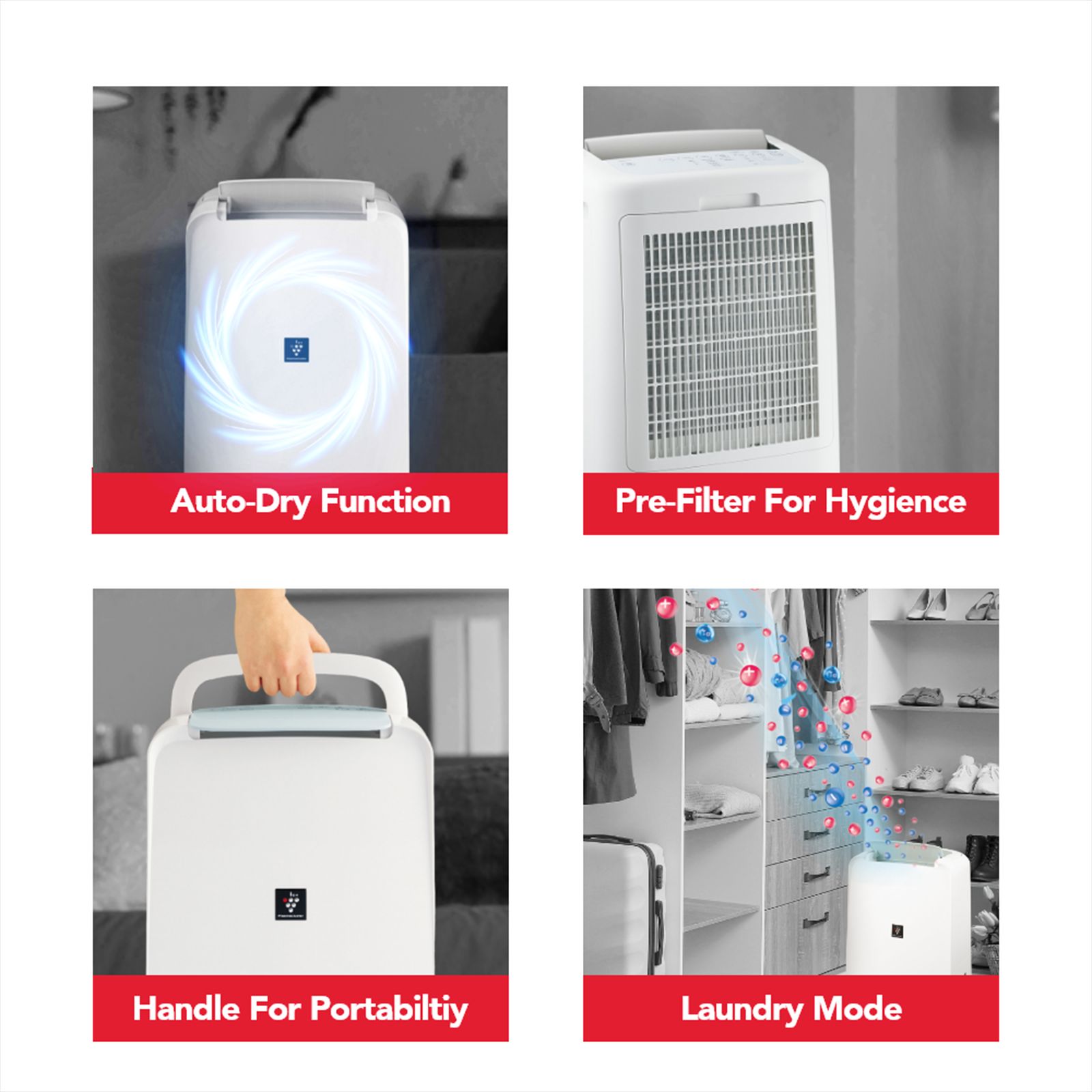 SHARP Room Air Dehumidifier with PlasmaCluster Ion Technology (Child Lock, White) SHARP Room Air Dehumidifier with PlasmaCluster Ion Technology (Child Lock, White)_7