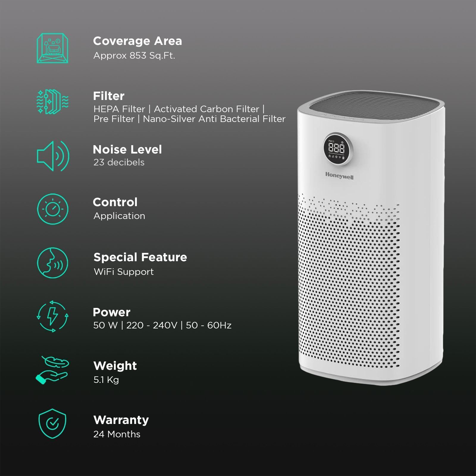 Honeywell Air Touch P2 Smart Air Purifier with Alexa Enabled (Advanced 4 Stage Filtration, White) Honeywell Air Touch P2 Smart Air Purifier with Alexa Enabled (Advanced 4 Stage Filtration, White)_2