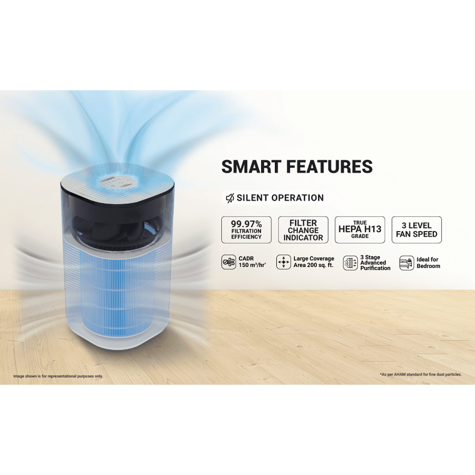 EUREKA FORBES AP 150 Air Purifier with Surround 360 Degree Air Intake Technology (3 Stage Filtration, White) EUREKA FORBES AP 150 Air Purifier with Surround 360 Degree Air Intake Technology (3 Stage Filtration, White)_4