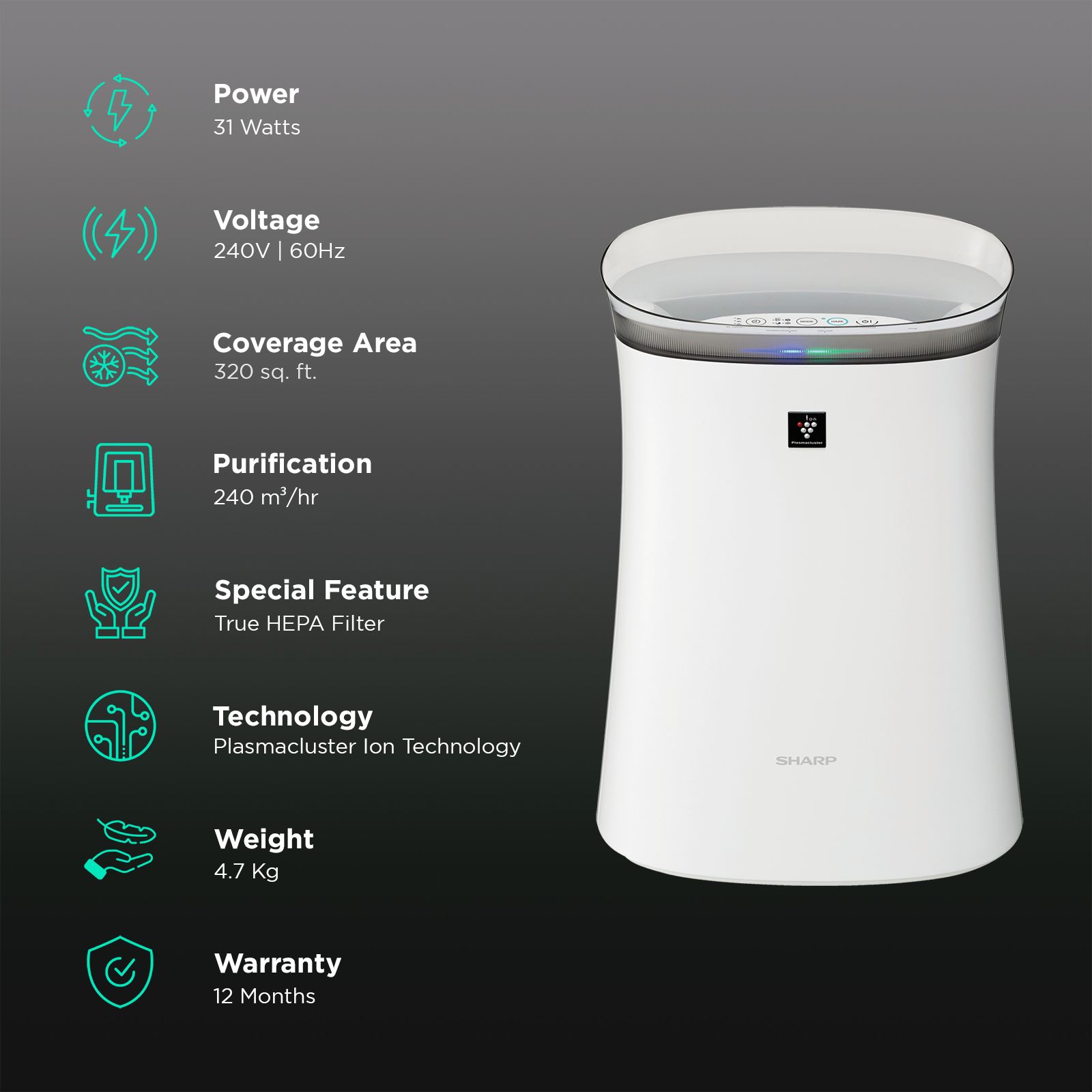 SHARP FP-F40E-W Air Purifier with Plasmacluster Ion Generator (Haze Mode, White) SHARP FP-F40E-W Air Purifier with Plasmacluster Ion Generator (Haze Mode, White)_2