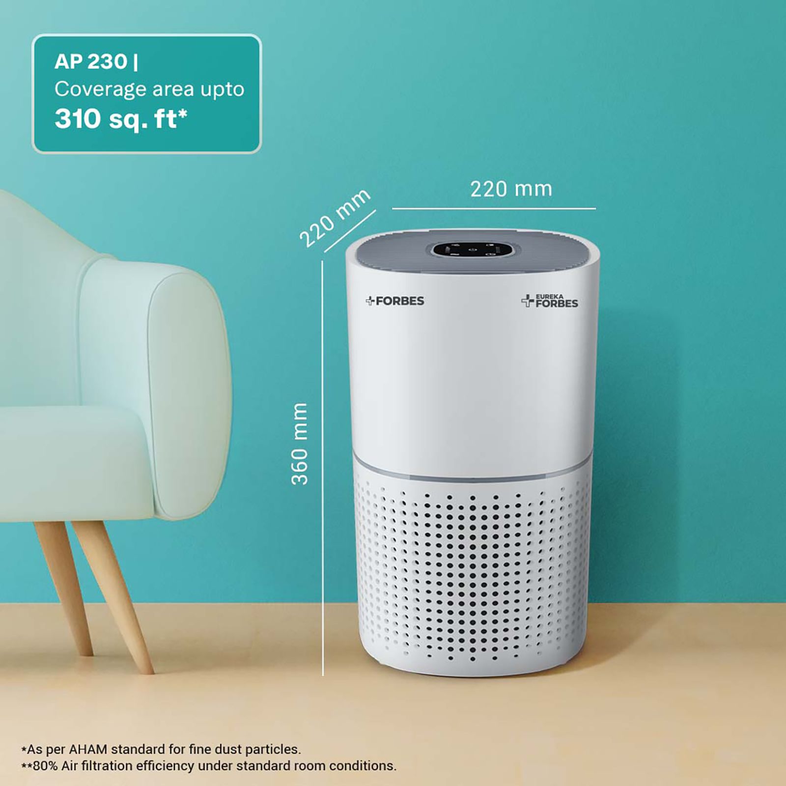 EUREKA FORBES 230 Air Purifier with Surround 360 Degree Air Intake Technology (4-Stage Air Filtration, White)_9