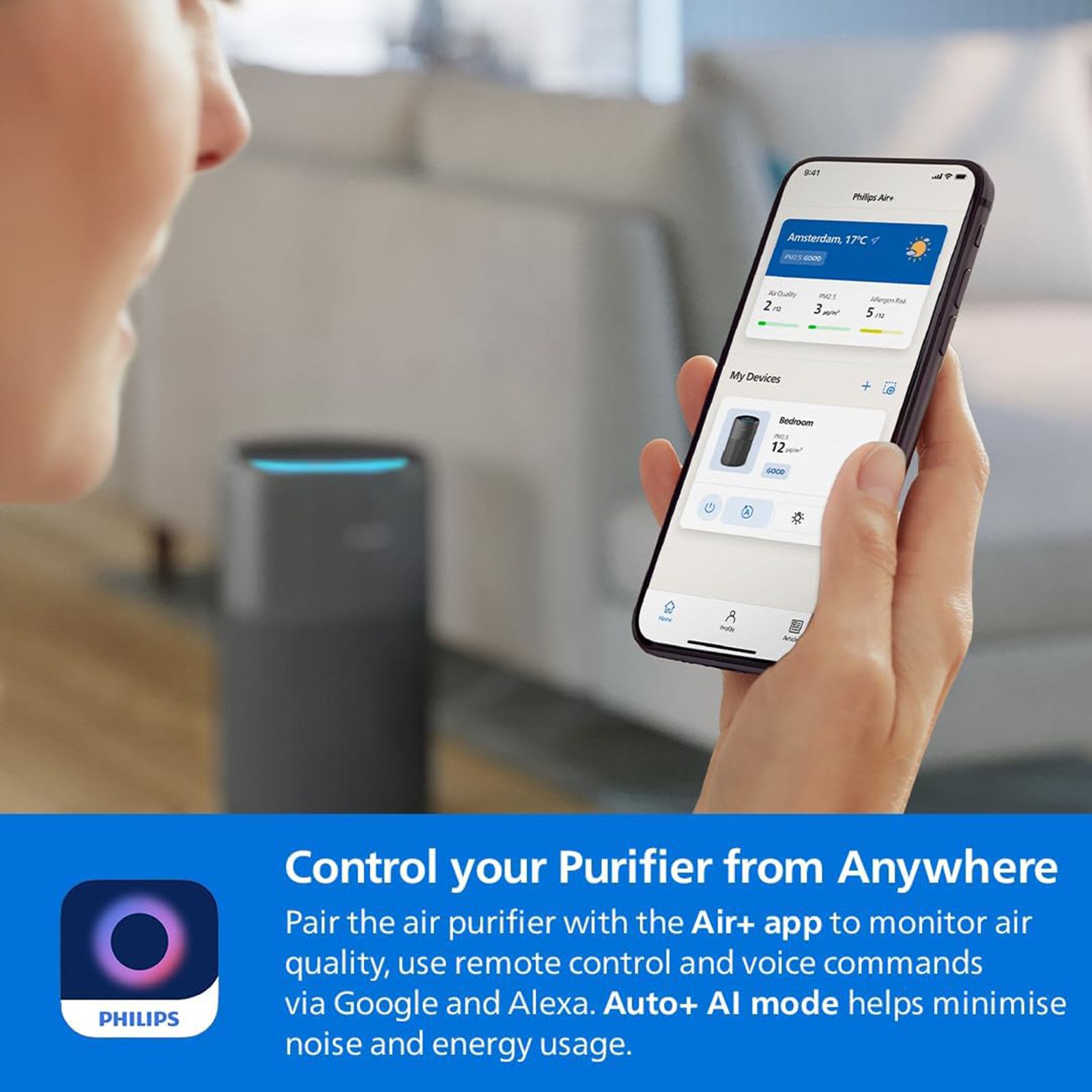 Philips AC222163 Smart Air Purifier with Silent Wing Technology (App Control with Wi-Fi, Black) Philips AC222163 Smart Air Purifier with Silent Wing Technology (App Control with Wi-Fi, Black)_13