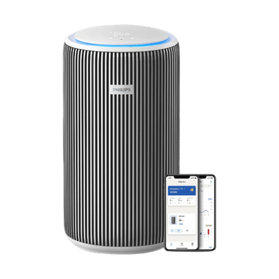 Philips PureProtect 3200 Series Smart Air Purifier with Ambient Night Light (Powerful Filtration, Silver & Arctic White)