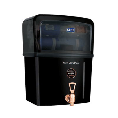 KENT Ultra Plus 8L UV + UF + Alkaline + Copper Water Purifier with Activated Carbon Pre-Filter (Black)
