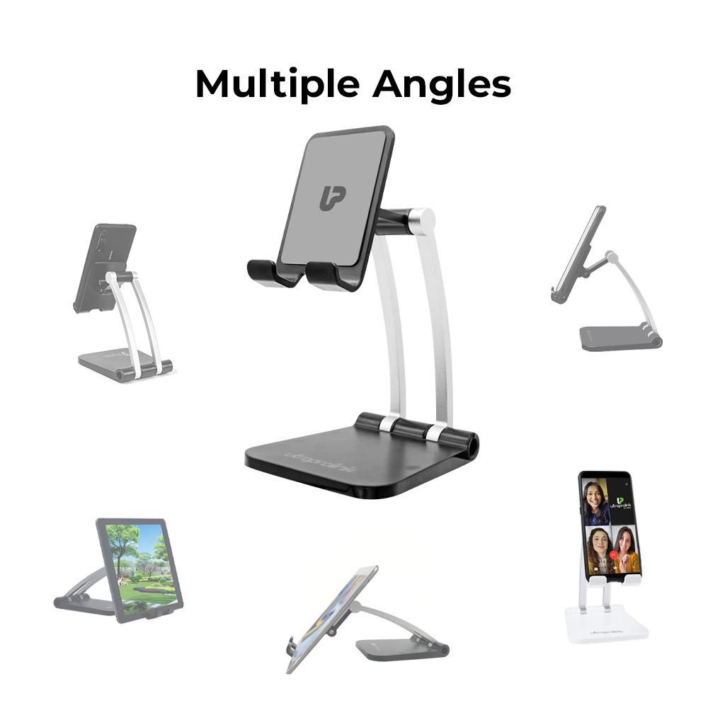 ultraprolink Table Top Stand Universal Phone Holder for Tablets and Smartphones (Multi view Angle, UM1030, Black)_8