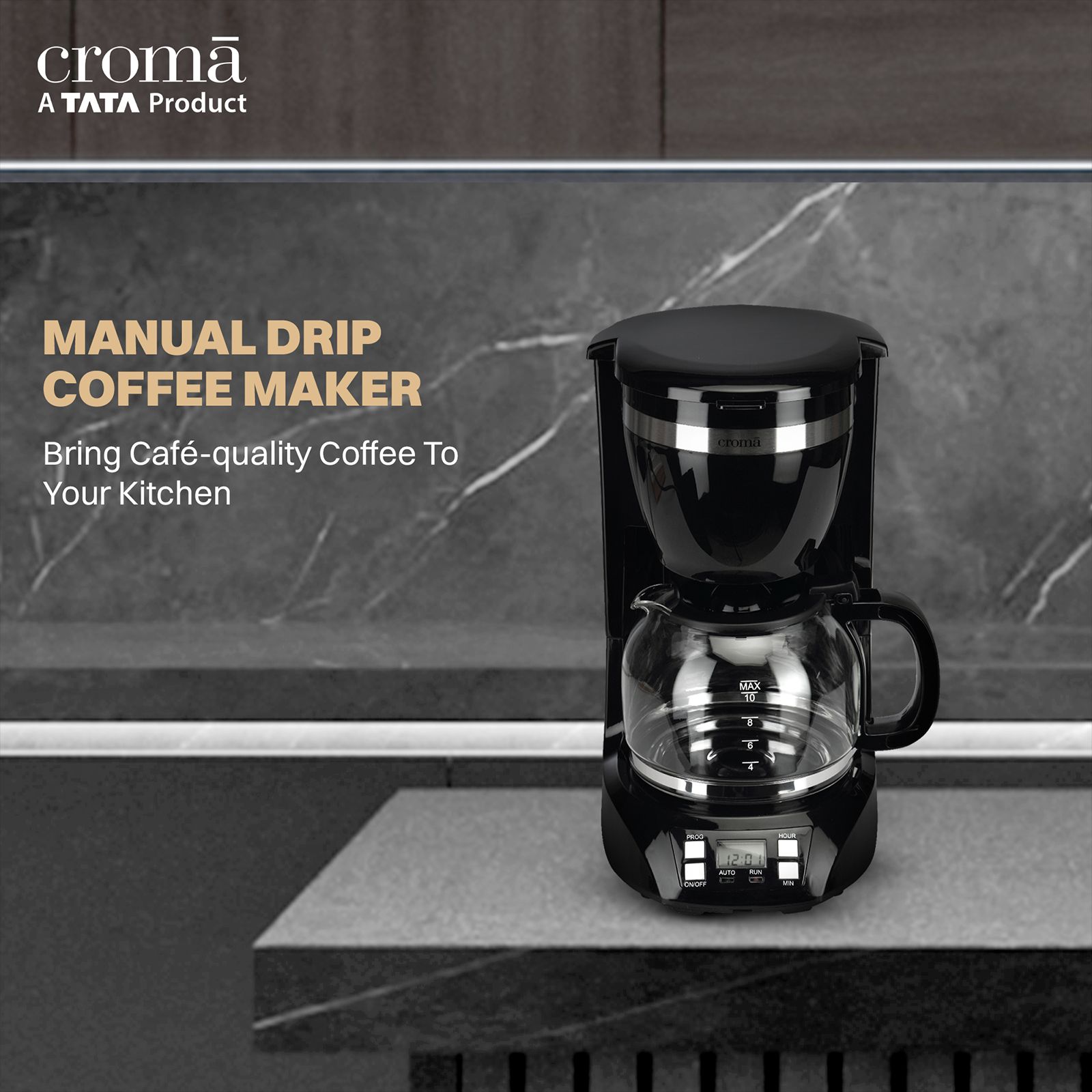Croma 900 Watt 10 Cups Manual Espresso Coffee Maker with Keep Warm Function (Black)_13