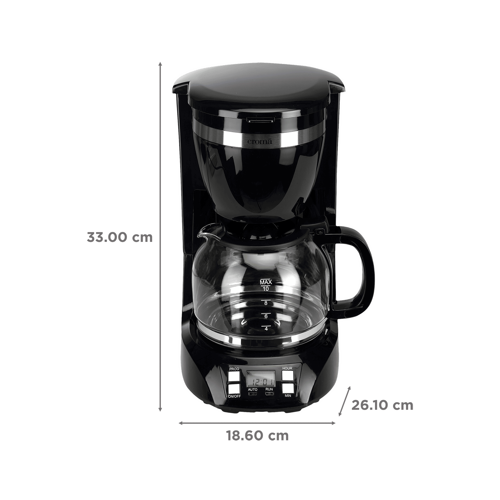 Croma 900 Watt 10 Cups Manual Espresso Coffee Maker with Keep Warm Function (Black)_2