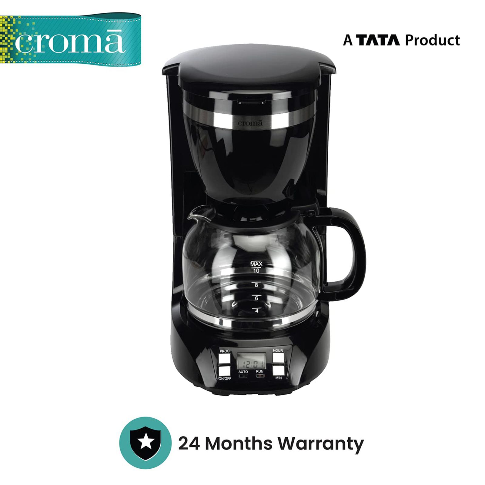 Croma 900 Watt 10 Cups Manual Espresso Coffee Maker with Keep Warm Function (Black)_9