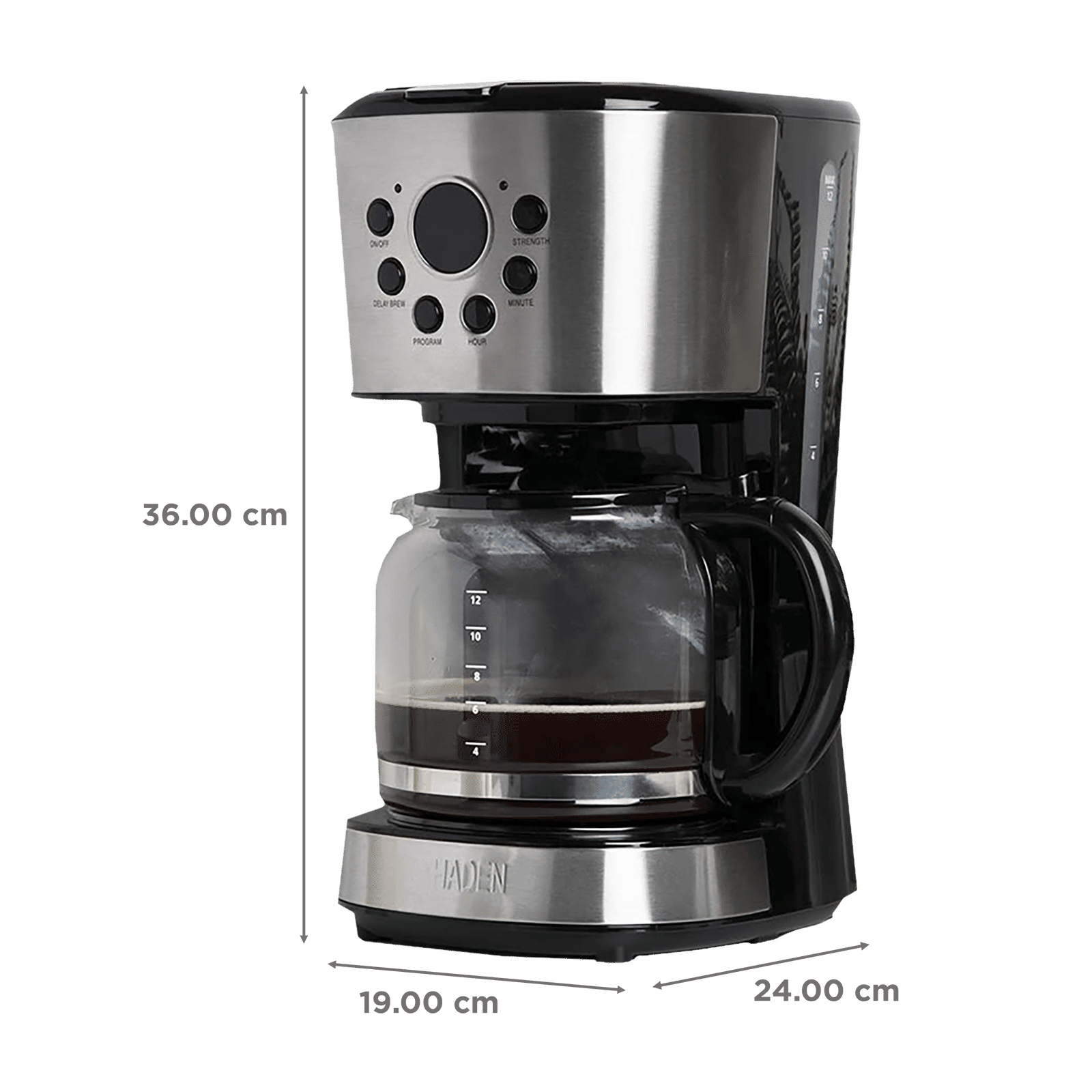 HADEN 900 Watt 12 Cups Automatic Cappuccino Coffee Maker with Boil Dry Protection (Black)_2