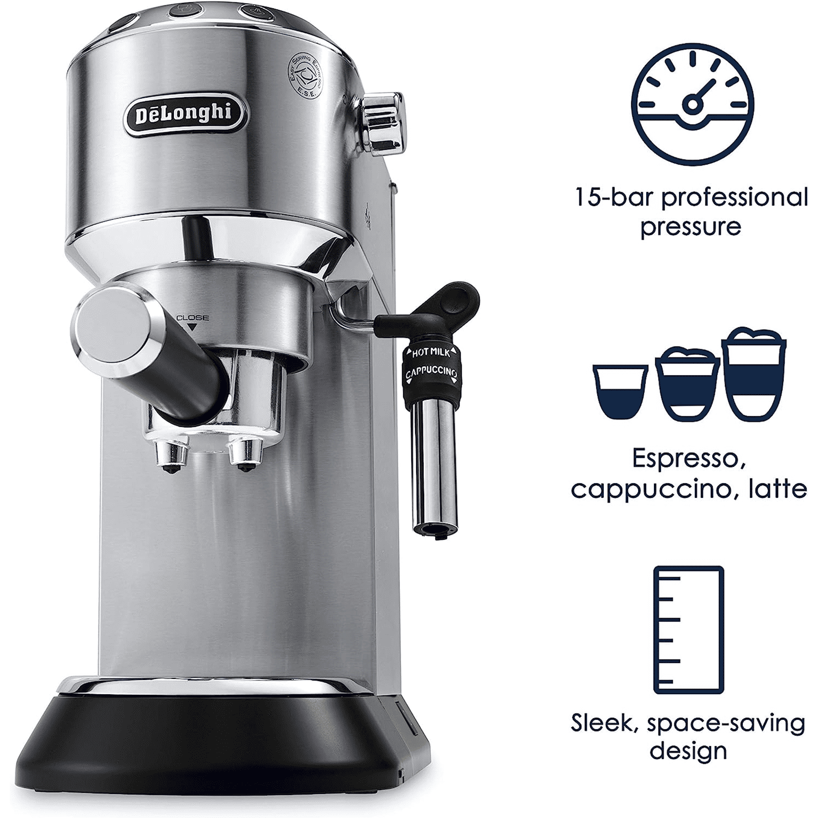 De'Longhi Dedica 1300 Watt 2 Cups Automatic Espresso Coffee Maker with Thermoblock Technology (Metallic) De'Longhi Dedica 1300 Watt 2 Cups Automatic Espresso Coffee Maker with Thermoblock Technology (Metallic)_12