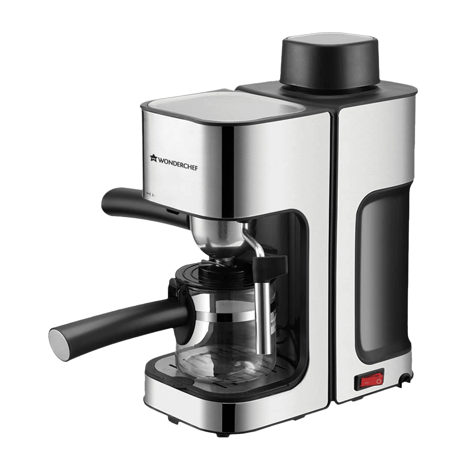 WONDERCHEF Regalia 1000 Watt 4 Cups Automatic Espresso, Cappuccino & Latte Coffee Maker with Removable Drip Tray (Steel) WONDERCHEF Regalia 1000 Watt 4 Cups Automatic Espresso, Cappuccino & Latte Coffee Maker with Removable Drip Tray (Steel)_1