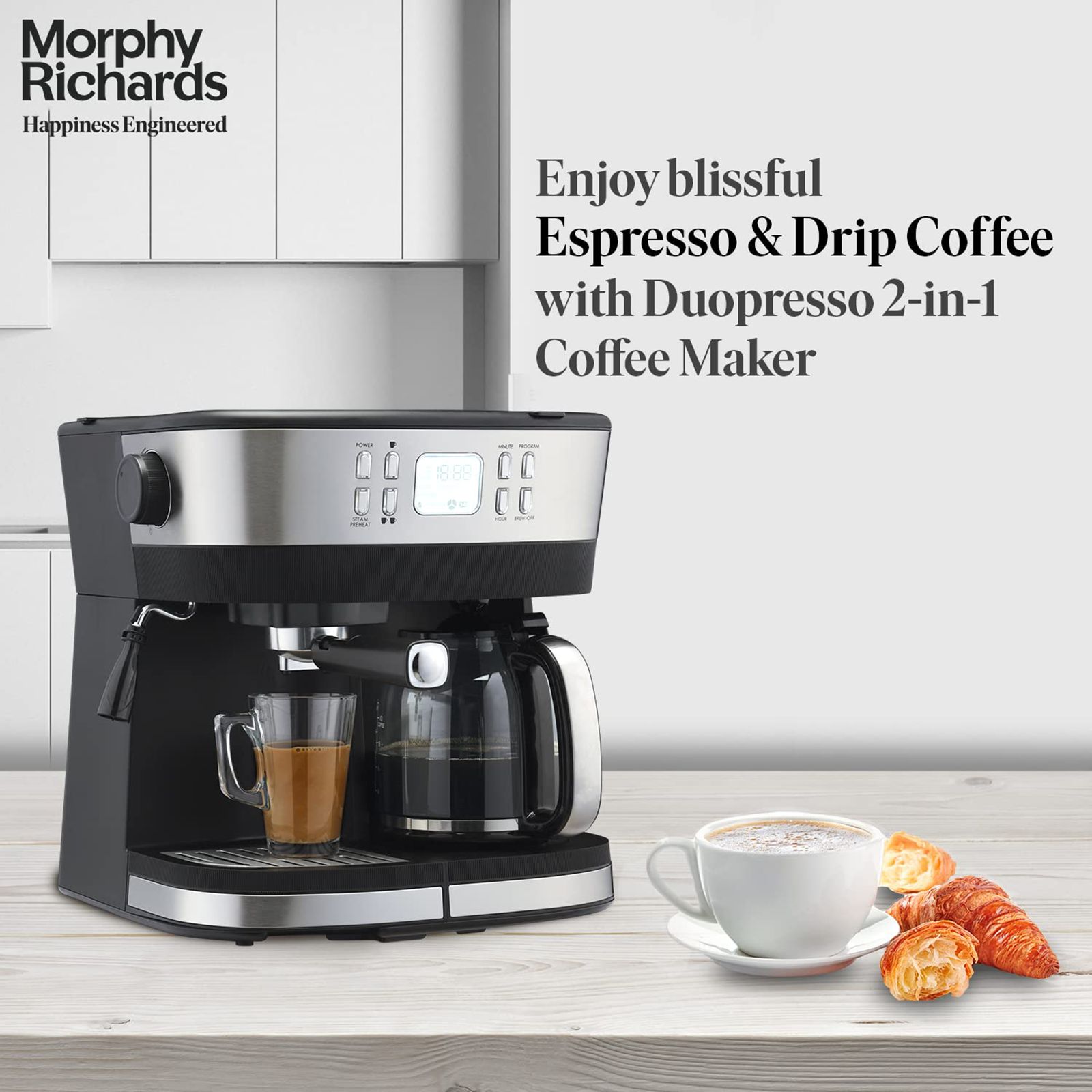 morphy richards DuoPresso 1850 Watt 10 Cups Automatic Espresso, Cappuccino & Latte Coffee Maker with Overheat Protection (Black) morphy richards DuoPresso 1850 Watt 10 Cups Automatic Espresso, Cappuccino & Latte Coffee Maker with Overheat Protection (Black)_9