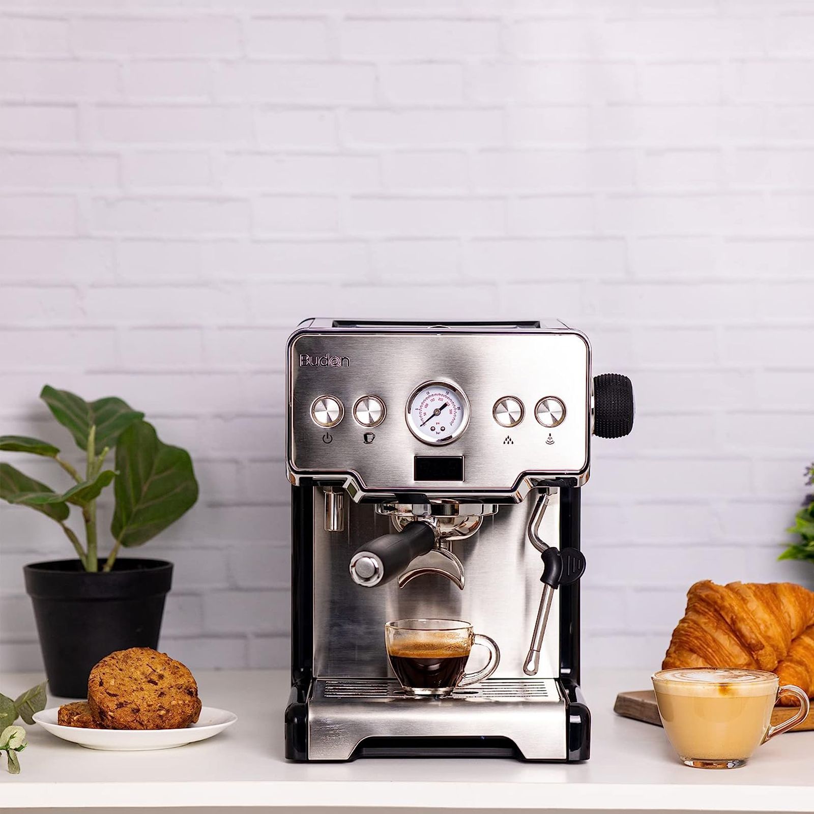 Budan 1450 Watt 10 Cups Semi-Automatic Espresso, Cappuccino & Latte Coffee Maker with Timer Display (Silver)_10