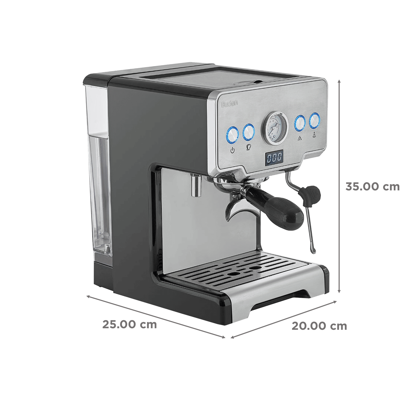 Budan 1450 Watt 10 Cups Semi-Automatic Espresso, Cappuccino & Latte Coffee Maker with Timer Display (Silver)_2