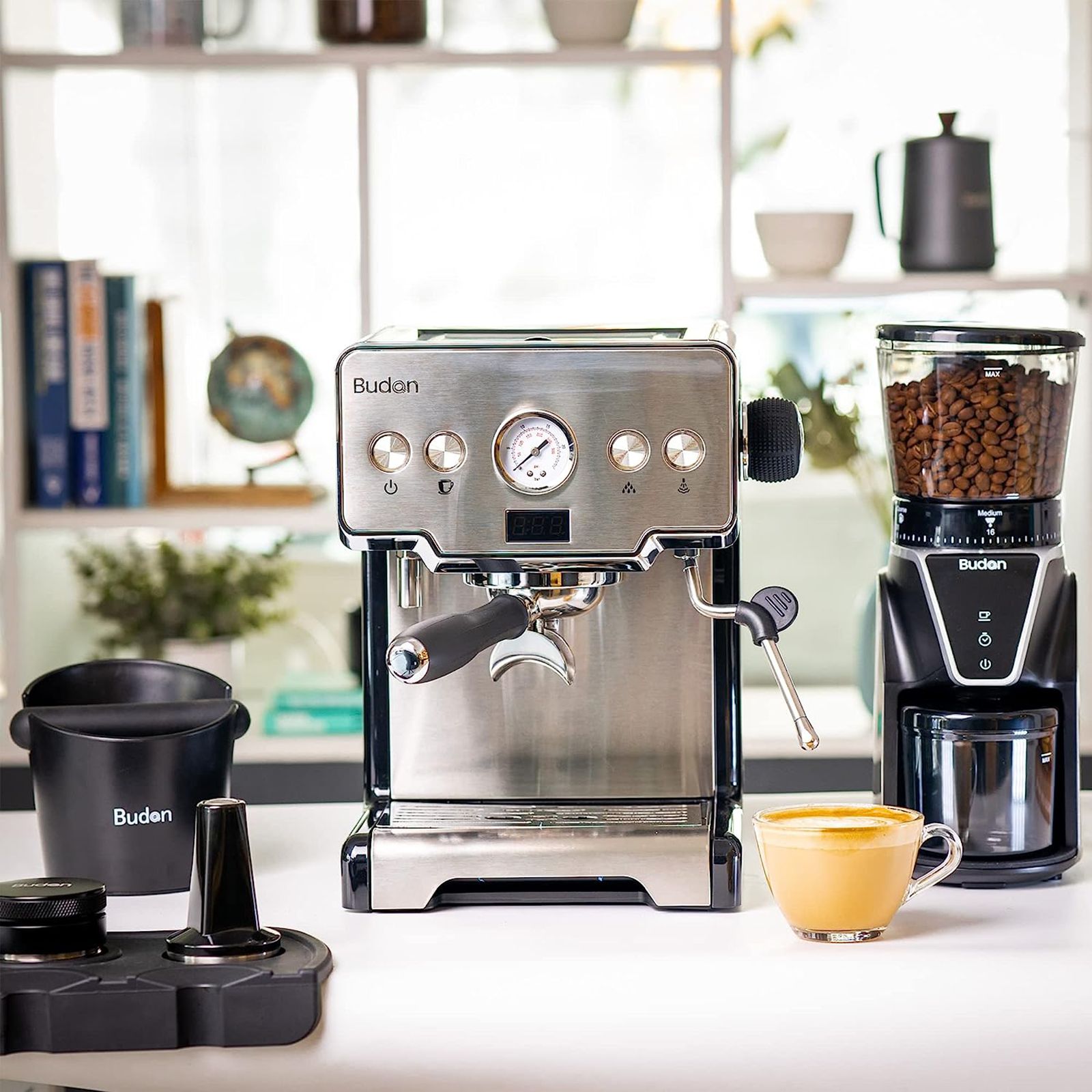 Budan 1450 Watt 10 Cups Semi-Automatic Espresso, Cappuccino & Latte Coffee Maker with Timer Display (Silver)_14