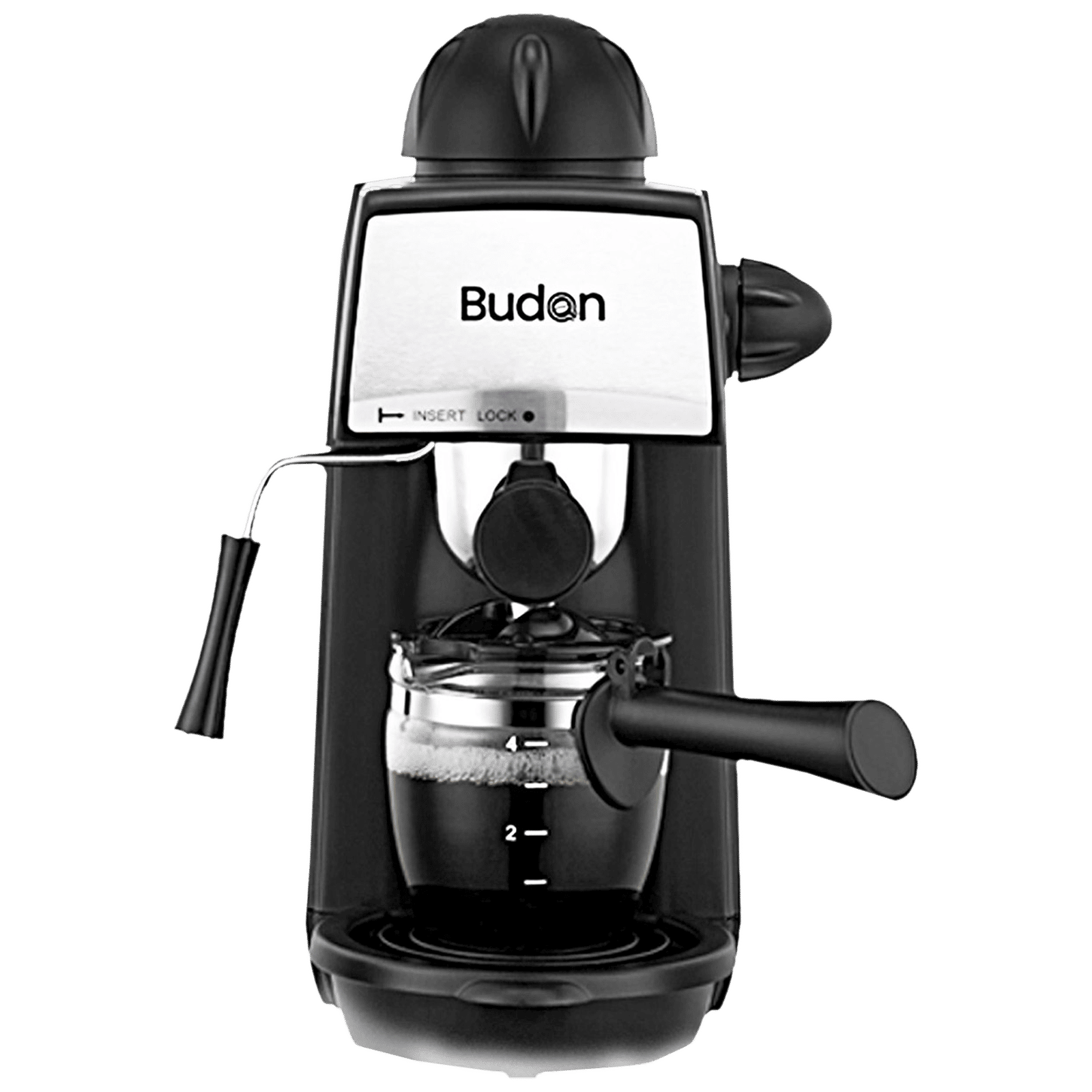 Budan 870 Watt 4 Cups Semi-Automatic Espresso Coffee Maker with Anti Slip Base (Black/Silver) Budan 870 Watt 4 Cups Semi-Automatic Espresso Coffee Maker with Anti Slip Base (Black/Silver)_1