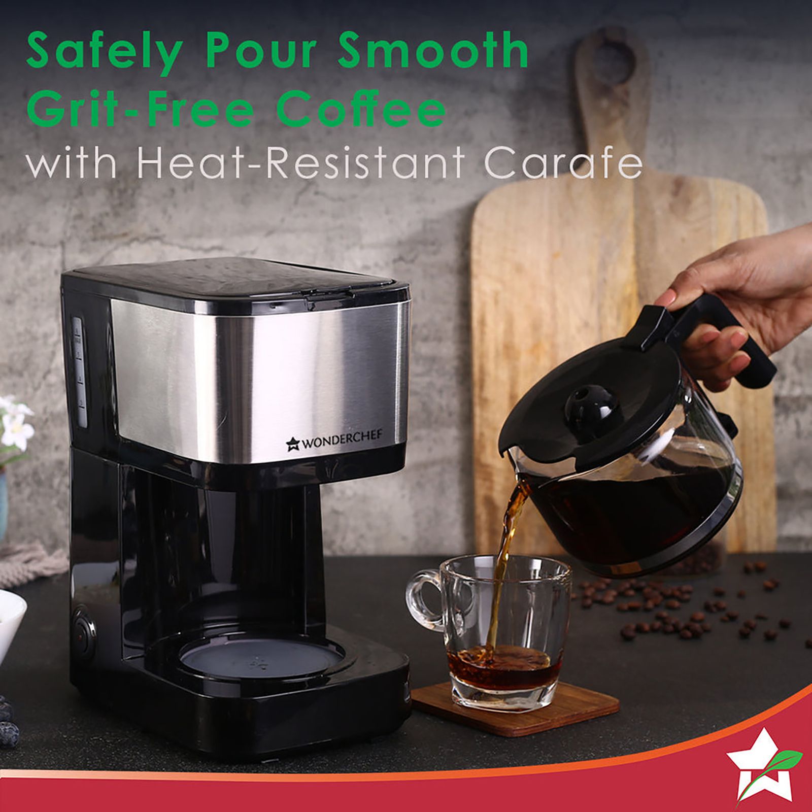 WONDERCHEF Regalia Pronto 600 Watt 6 Cups Automatic Espresso, 3-in-1 Filter Coffee & Cappuccino Coffee Maker with Drip Controller (Black and Silver)_15