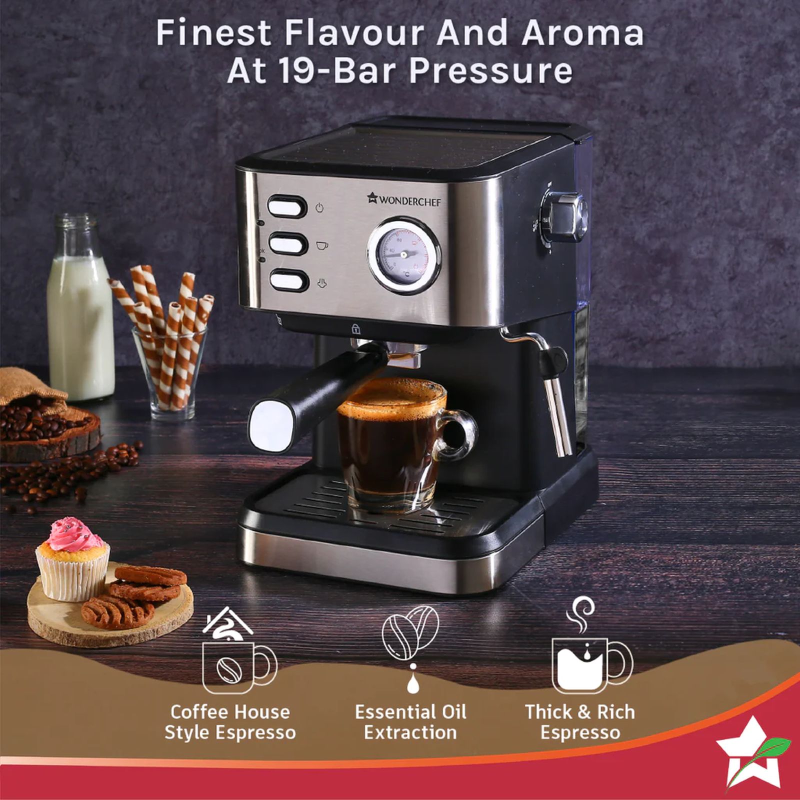 WONDERCHEF Regenta Automatic Espresso & Cappuccino Coffee Maker with Temperature Dial (Black) WONDERCHEF Regenta Automatic Espresso & Cappuccino Coffee Maker with Temperature Dial (Black)_9