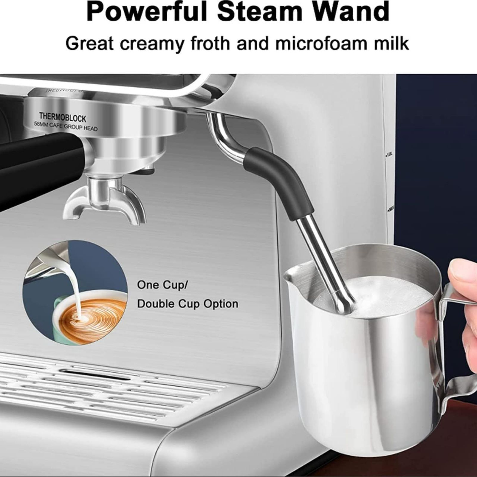 Budan BUDEM102 1500 Watt 35 Cups Manual Espresso, Americano, Latte, Flat White, Ristretto, Lungo, Affogato, Cortado, Ice Latte, Iced Americano & Cappuccino Coffee Maker with Precise PID Temperature Control (Silver) Budan BUDEM102 1500 Watt 35 Cups Manual Espresso, Americano, Latte, Flat White, Ristretto, Lungo, Affogato, Cortado, Ice Latte, Iced Americano & Cappuccino Coffee Maker with Precise PID Temperature Control (Silver)_5