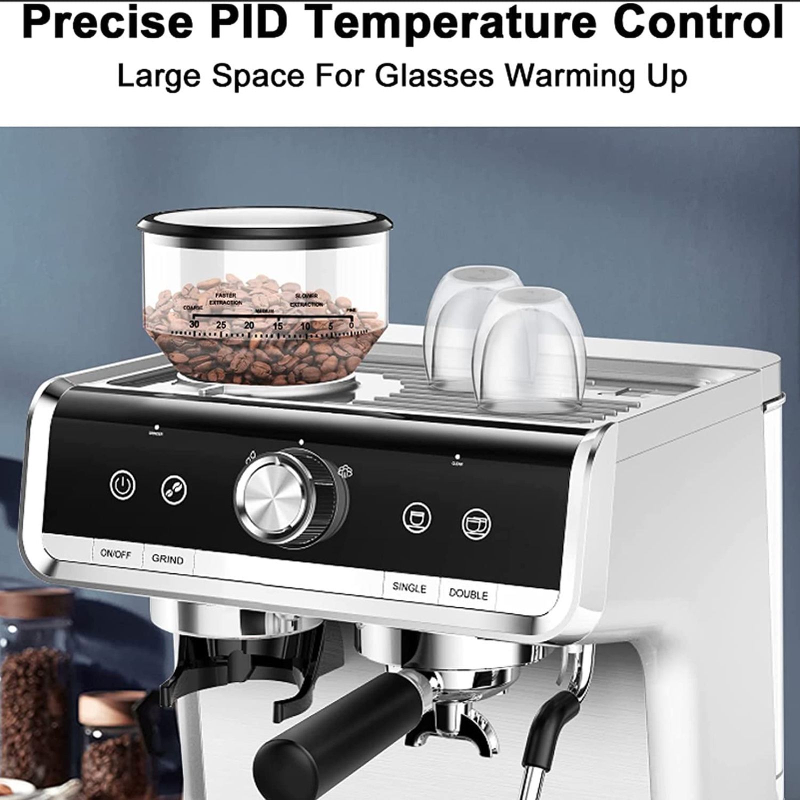 Budan BUDEM102 1500 Watt 35 Cups Manual Espresso, Americano, Latte, Flat White, Ristretto, Lungo, Affogato, Cortado, Ice Latte, Iced Americano & Cappuccino Coffee Maker with Precise PID Temperature Control (Silver) Budan BUDEM102 1500 Watt 35 Cups Manual Espresso, Americano, Latte, Flat White, Ristretto, Lungo, Affogato, Cortado, Ice Latte, Iced Americano & Cappuccino Coffee Maker with Precise PID Temperature Control (Silver)_7