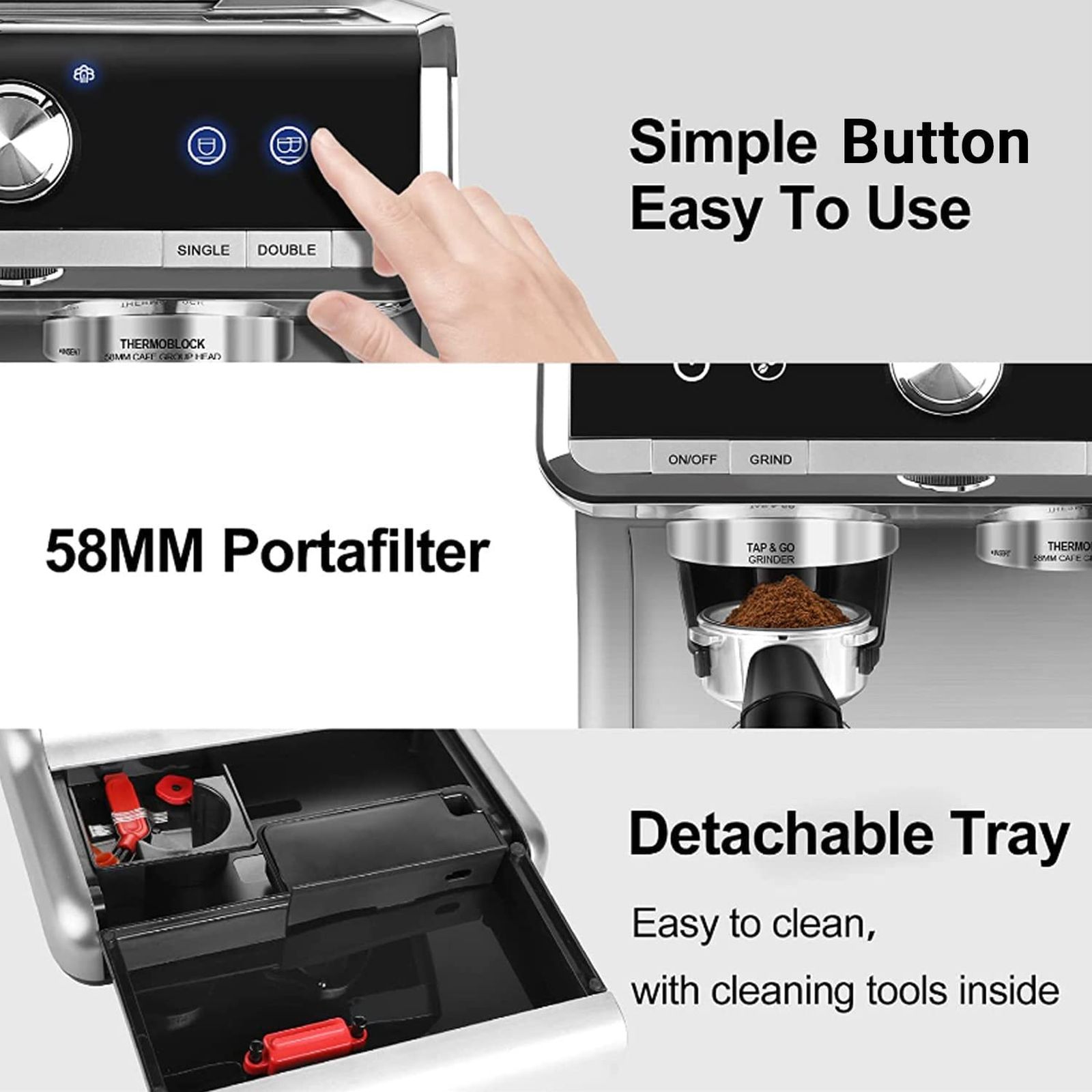 Budan BUDEM102 1500 Watt 35 Cups Manual Espresso, Americano, Latte, Flat White, Ristretto, Lungo, Affogato, Cortado, Ice Latte, Iced Americano & Cappuccino Coffee Maker with Precise PID Temperature Control (Silver) Budan BUDEM102 1500 Watt 35 Cups Manual Espresso, Americano, Latte, Flat White, Ristretto, Lungo, Affogato, Cortado, Ice Latte, Iced Americano & Cappuccino Coffee Maker with Precise PID Temperature Control (Silver)_8