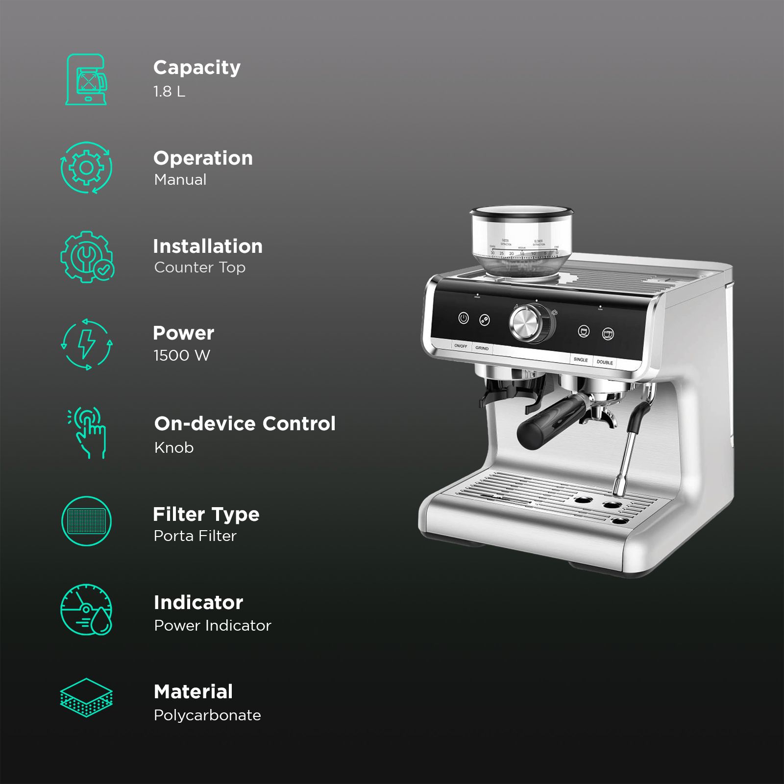 Budan BUDEM102 1500 Watt 35 Cups Manual Espresso, Americano, Latte, Flat White, Ristretto, Lungo, Affogato, Cortado, Ice Latte, Iced Americano & Cappuccino Coffee Maker with Precise PID Temperature Control (Silver) Budan BUDEM102 1500 Watt 35 Cups Manual Espresso, Americano, Latte, Flat White, Ristretto, Lungo, Affogato, Cortado, Ice Latte, Iced Americano & Cappuccino Coffee Maker with Precise PID Temperature Control (Silver)_3