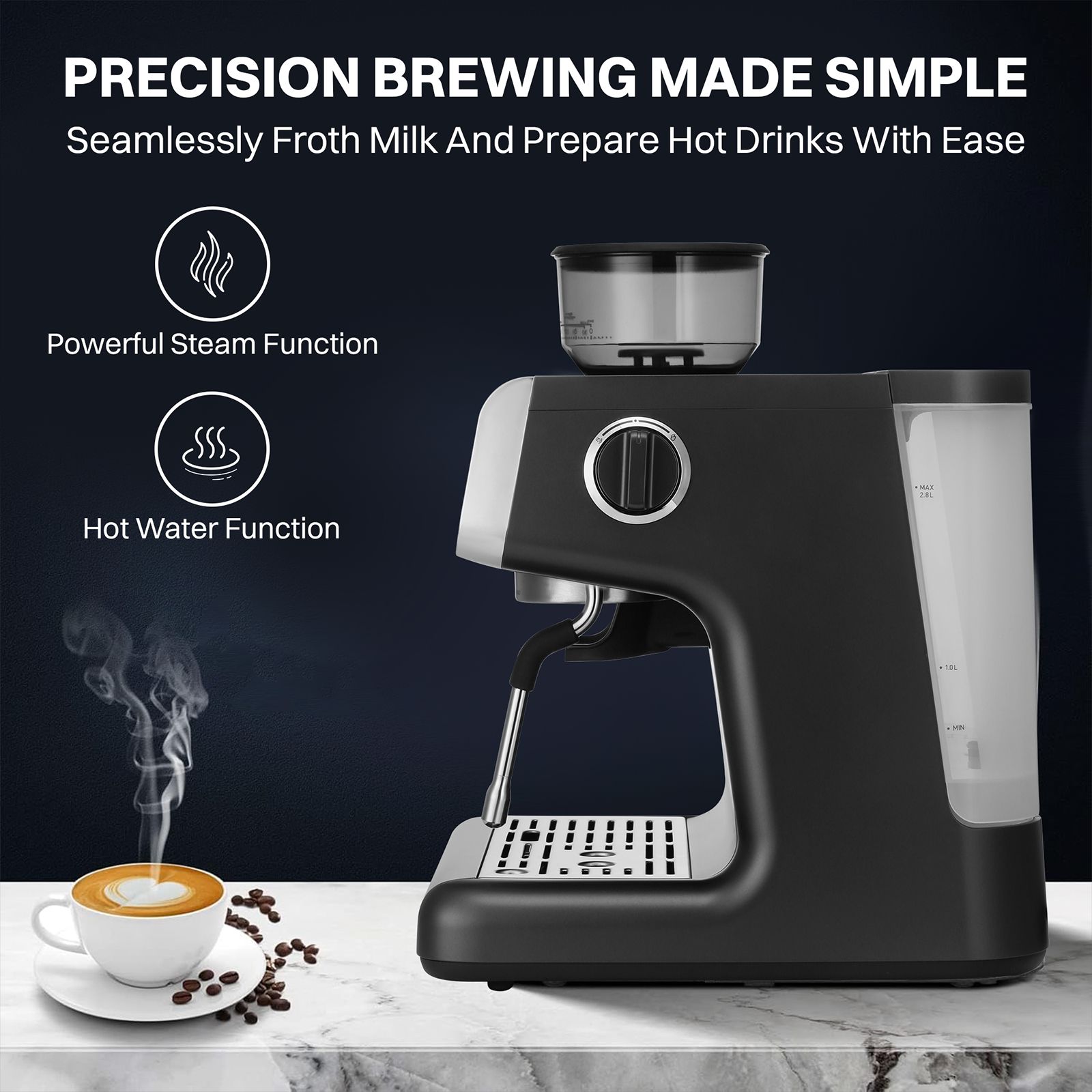 Croma Automatic Espresso, Cappuccino & Latte Coffee Maker with Auto Clean & Descaling Function (Grey) Croma Automatic Espresso, Cappuccino & Latte Coffee Maker with Auto Clean & Descaling Function (Grey)_13