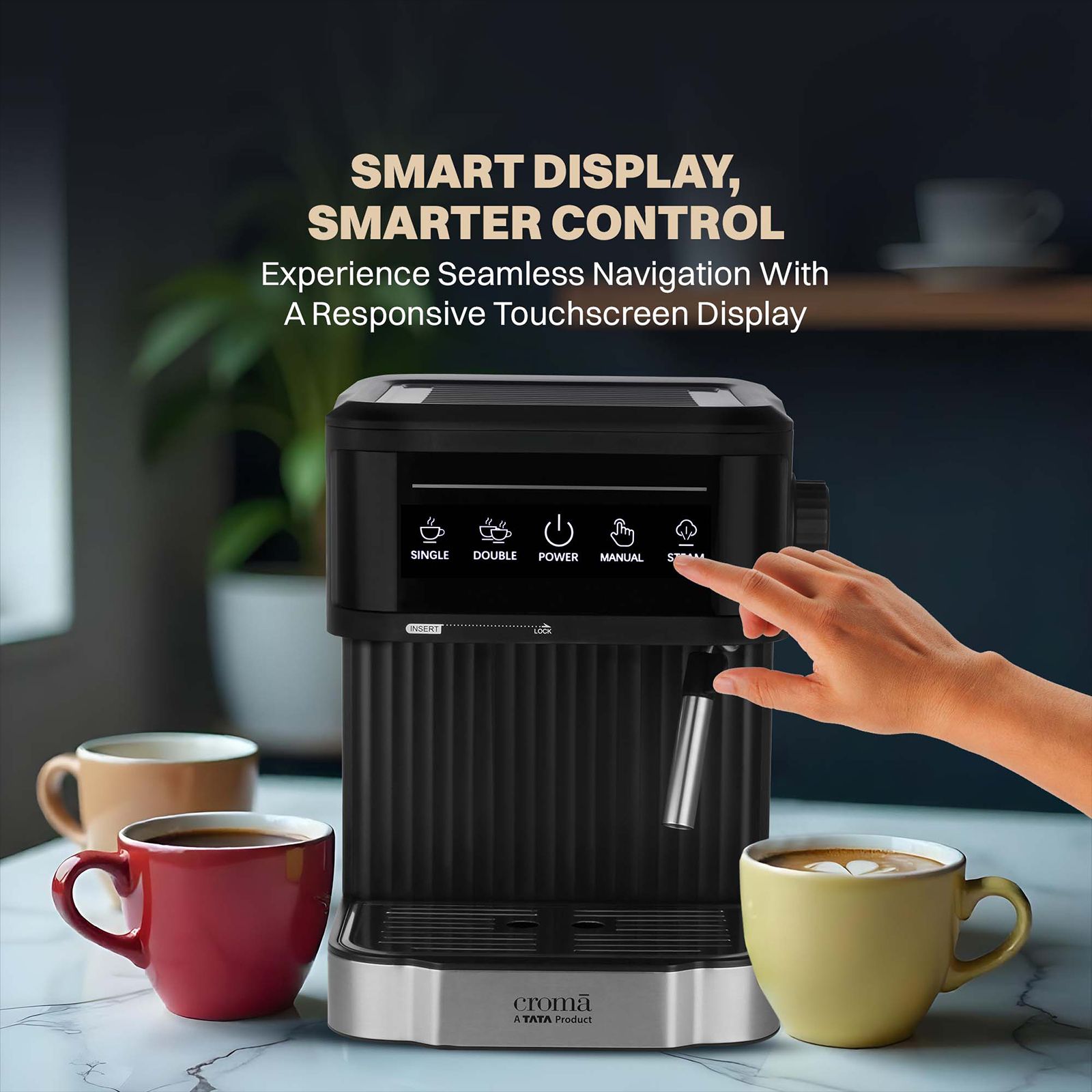 Croma Automatic Espresso, Cappuccino & Latte Coffee Maker with Powerful Steam (Black)_12