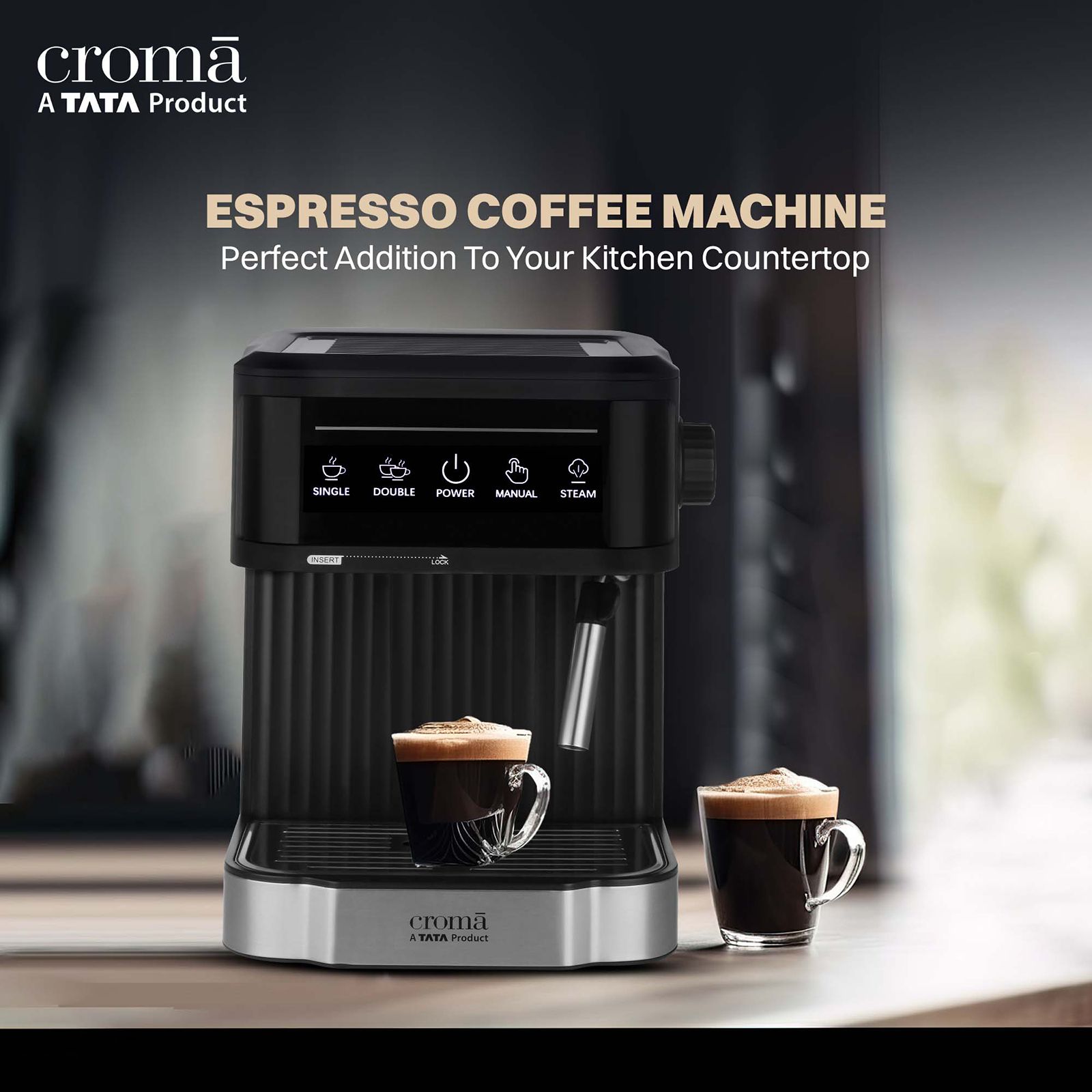 Croma Automatic Espresso, Cappuccino & Latte Coffee Maker with Powerful Steam (Black)_9