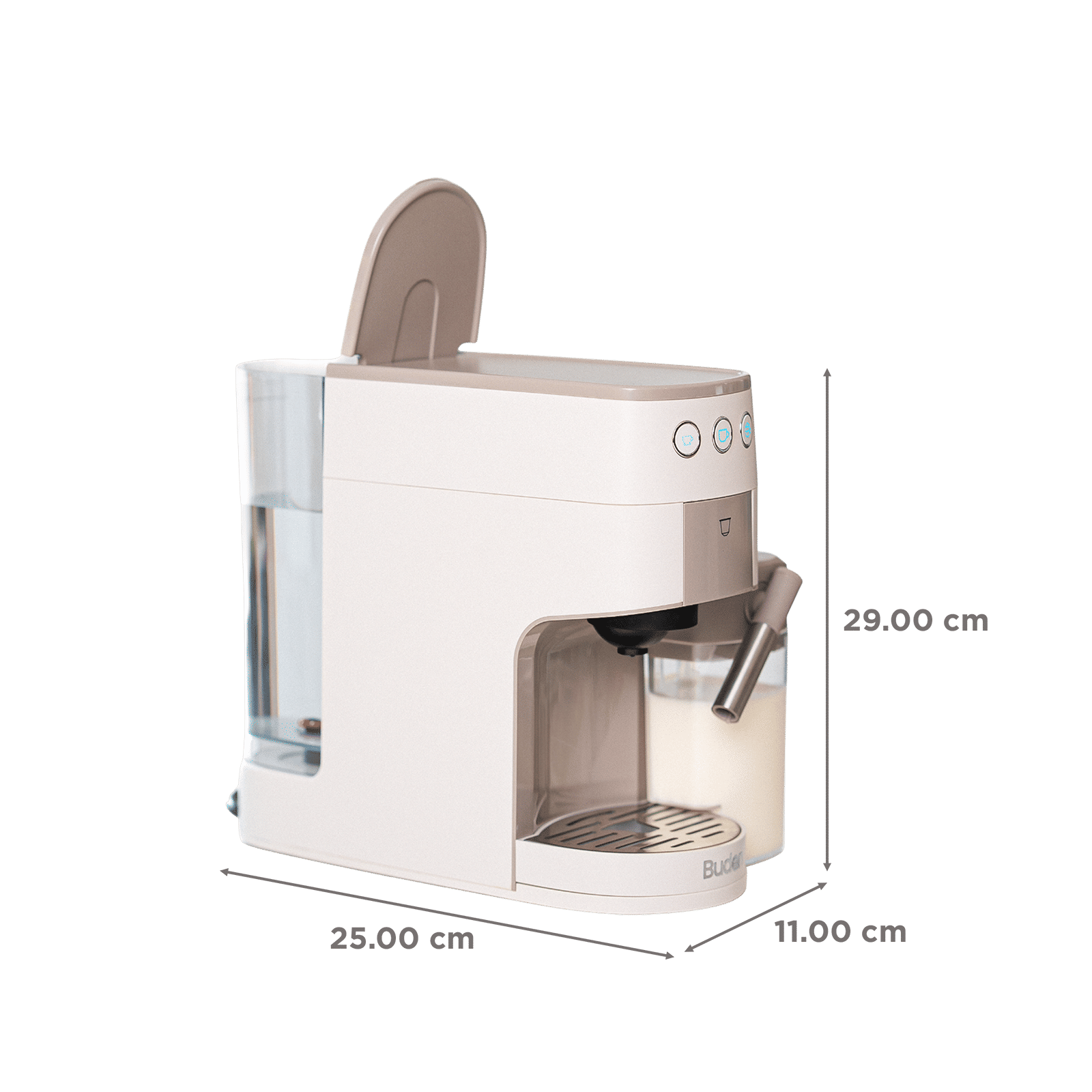 Budan BUDEM096 1450 Watt 5 Cups Manual Cappuccino, Latte & Espresso Coffee Maker with Integrated Milk Container (Grey) Budan BUDEM096 1450 Watt 5 Cups Manual Cappuccino, Latte & Espresso Coffee Maker with Integrated Milk Container (Grey)_2