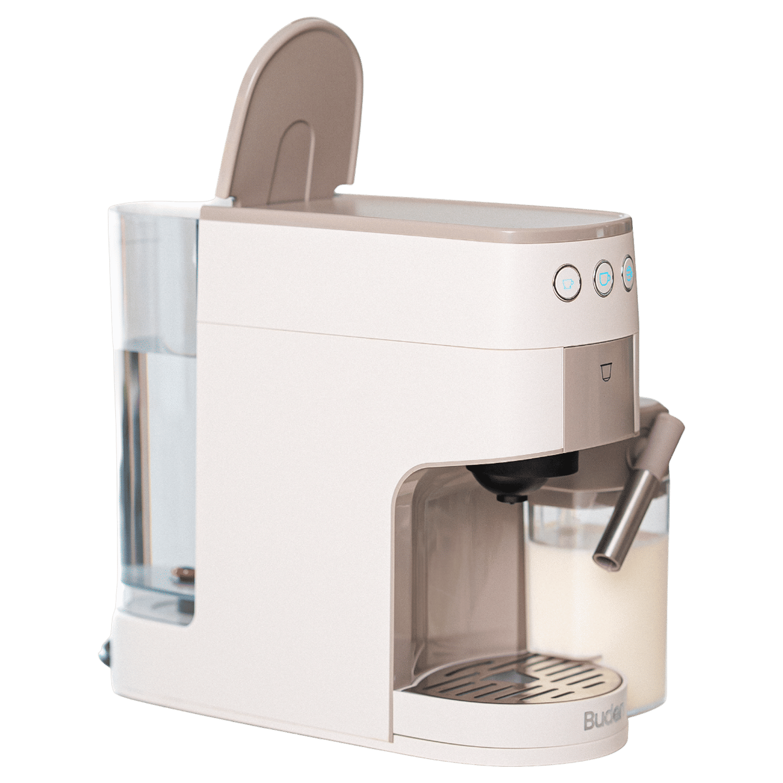 Budan BUDEM096 1450 Watt 5 Cups Manual Cappuccino, Latte & Espresso Coffee Maker with Integrated Milk Container (Grey) Budan BUDEM096 1450 Watt 5 Cups Manual Cappuccino, Latte & Espresso Coffee Maker with Integrated Milk Container (Grey)_4