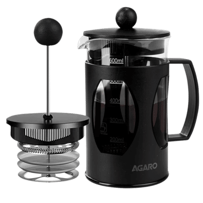 AGARO Elite Manual French Press Coffee & Tea Maker with 4 Level Filtration System (Black)