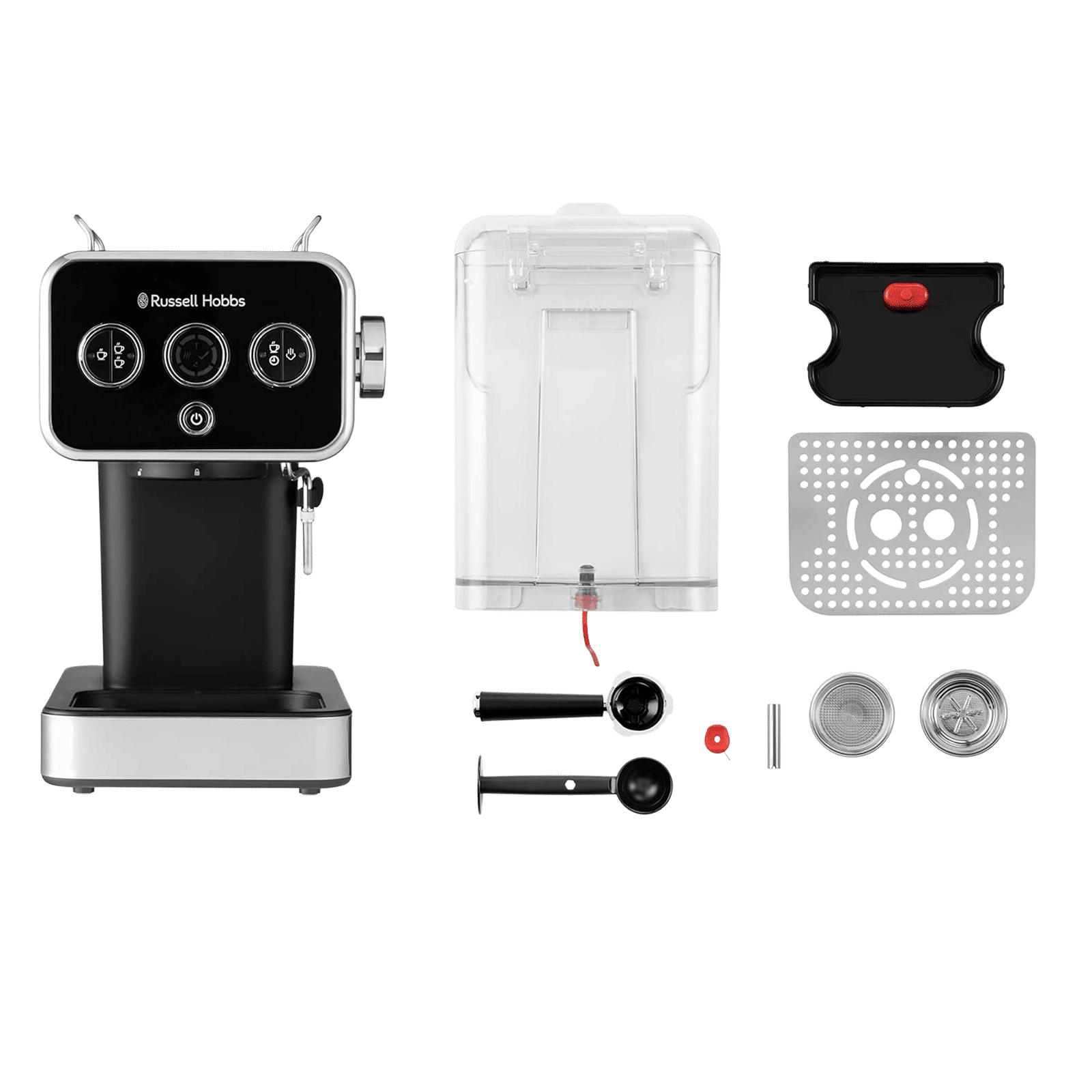 Russell Hobbs Distinctions 1350 Watt 2 Cups Semi Automatic Espresso Coffee Maker with Milk Frother Steam Wand (Black)_10