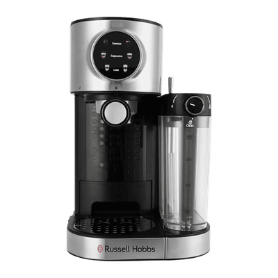 Russell Hobbs Elite Brew 1350 Watt Manual Espresso Coffee Maker with Milk Frother (Black)