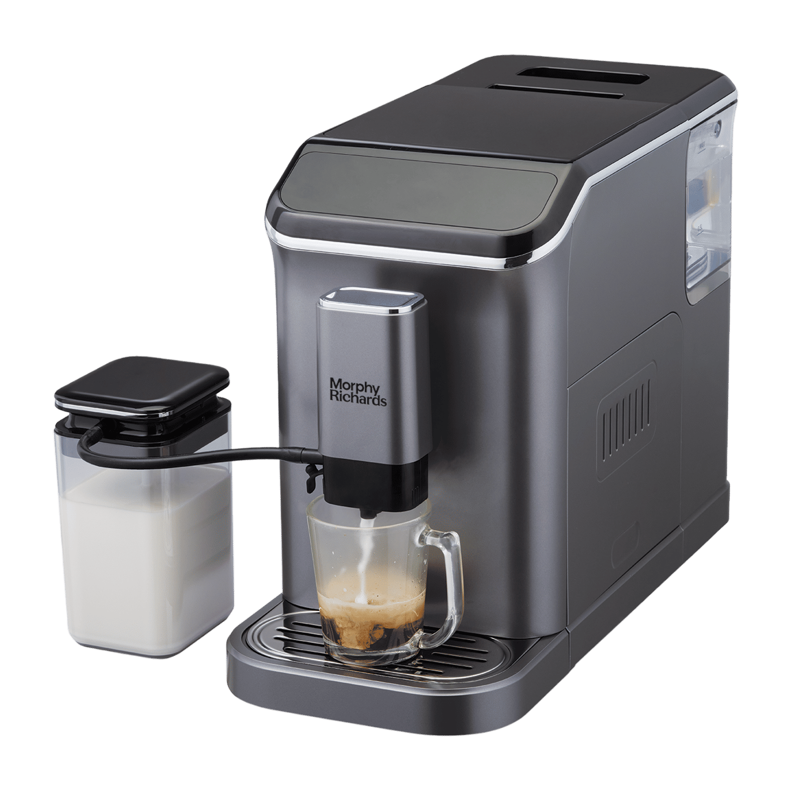 morphy richards Cafe Artisan 1350 Watt Automatic Espresso, Cappuccino & Latte Coffee Maker with In-built Milk Frothing System (Black & Titanium)_4