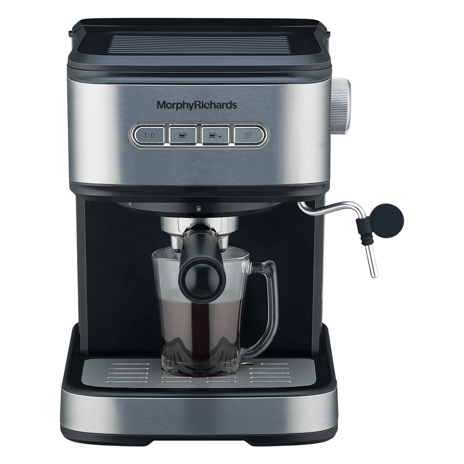 morphy richards Impresso 1100 Watt 3 Cups Manual Espresso Coffee Maker with Milk Frother (Black & Steel) morphy richards Impresso 1100 Watt 3 Cups Manual Espresso Coffee Maker with Milk Frother (Black & Steel)_1
