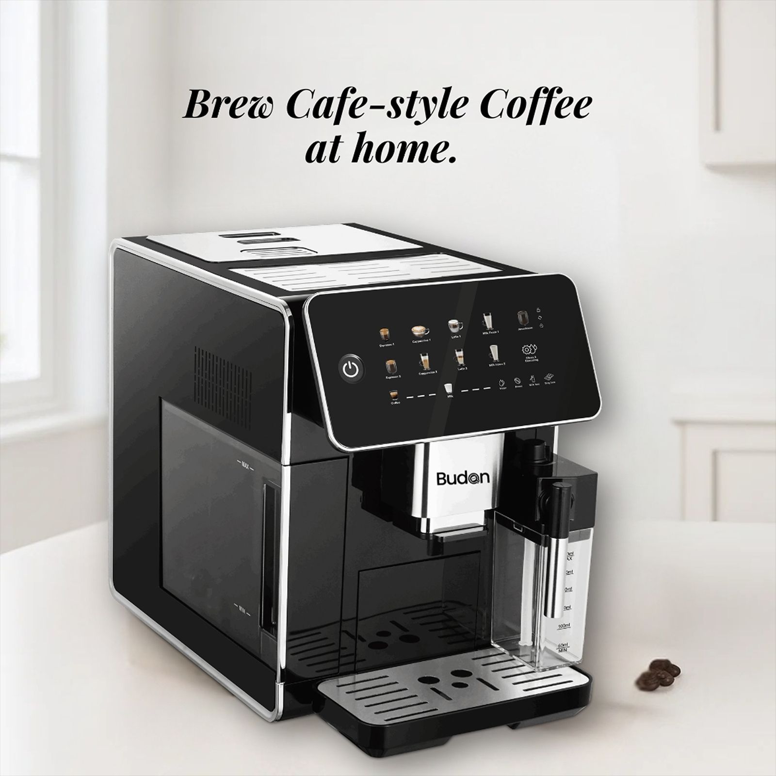 Budan Brew 500 1350 Watt Automatic Espresso, Americano, Latte & Cappuccino Coffee Maker with Dual Cup Function (Black)_3