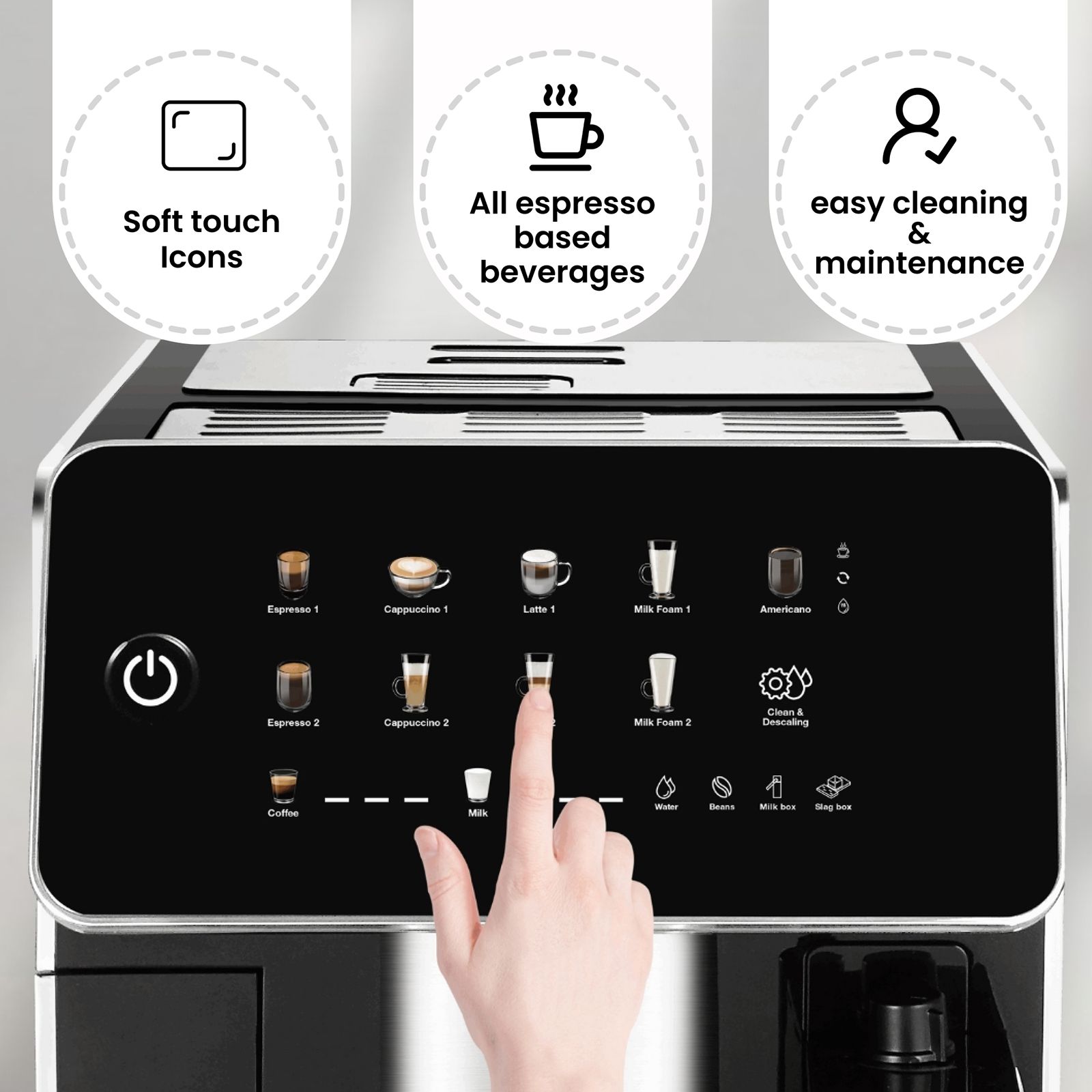Budan Brew 500 1350 Watt Automatic Espresso, Americano, Latte & Cappuccino Coffee Maker with Dual Cup Function (Black)_5