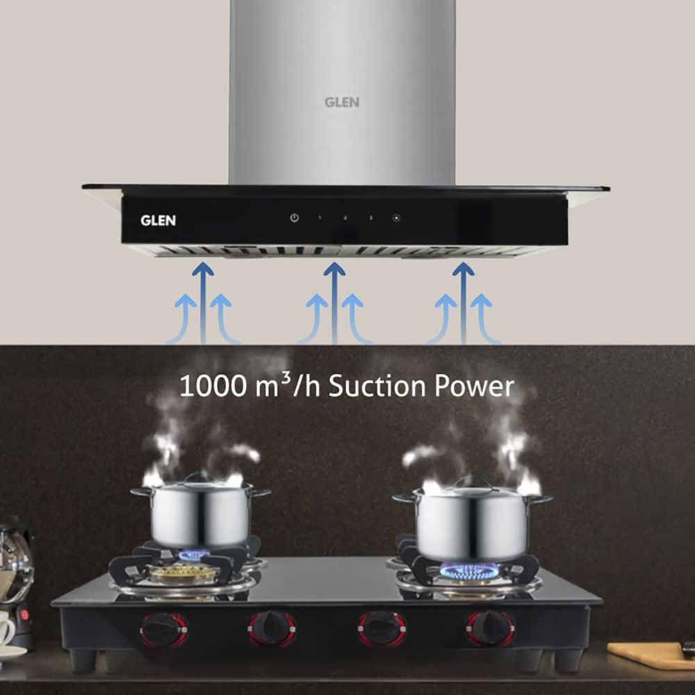 GLEN 6062 SX TS 60cm 1000m3/hr Ducted Wall Mounted Chimney with Touch Sensor Control (Silver)_11