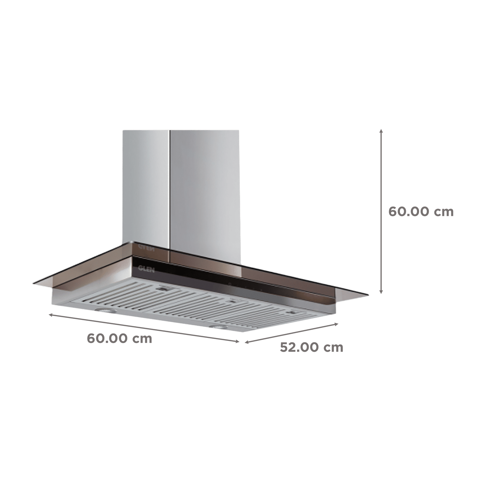 GLEN 6062 SX TS 60cm 1000m3/hr Ducted Wall Mounted Chimney with Touch Sensor Control (Silver)_2
