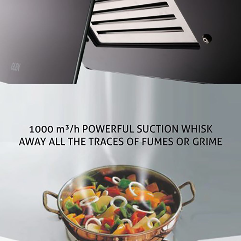 GLEN 6079 PB 60cm 1000m3/hr Ductless Wall Mounted Chimney with Push Button Control (Black)_14