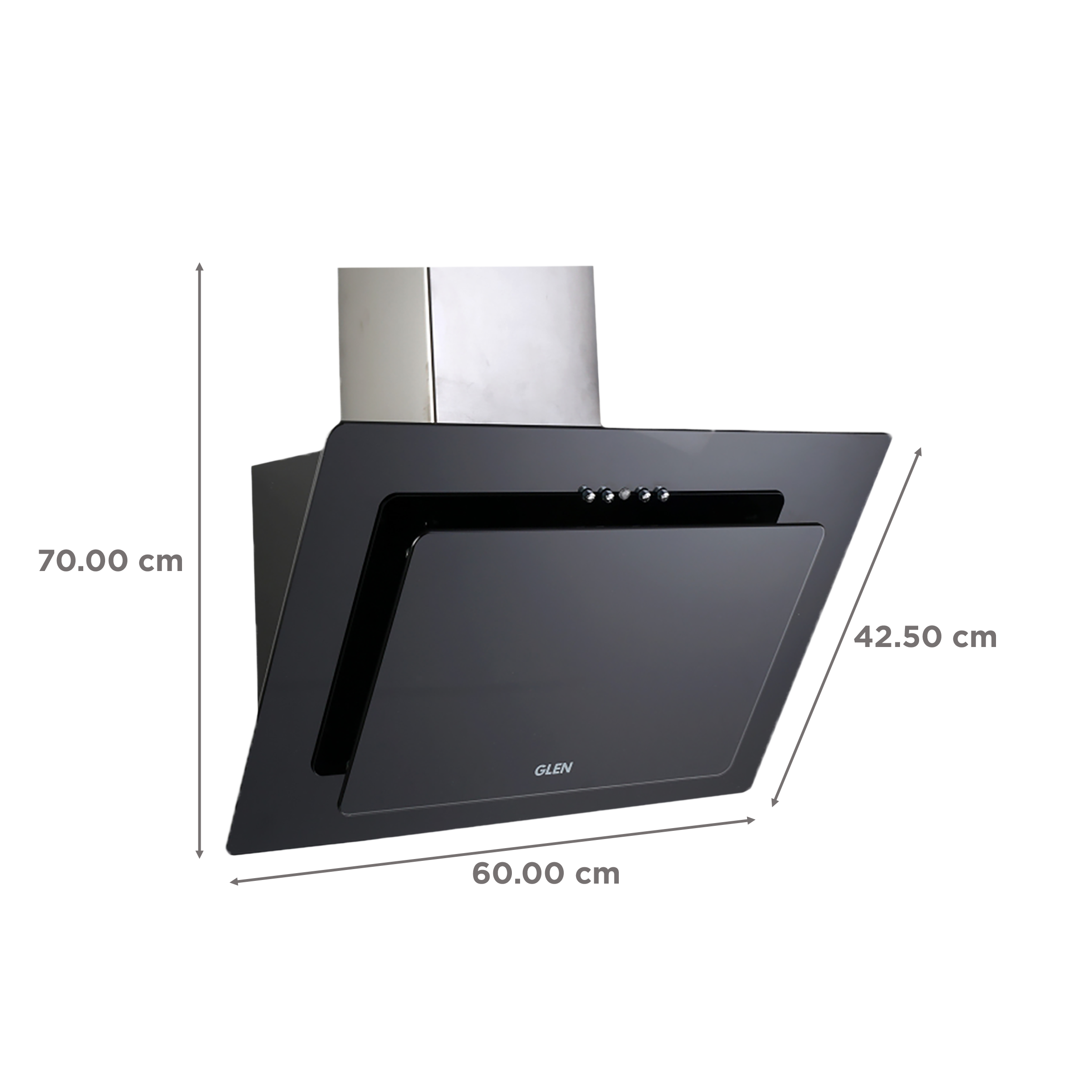 GLEN 6079 PB 60cm 1000m3/hr Ductless Wall Mounted Chimney with Push Button Control (Black)_2