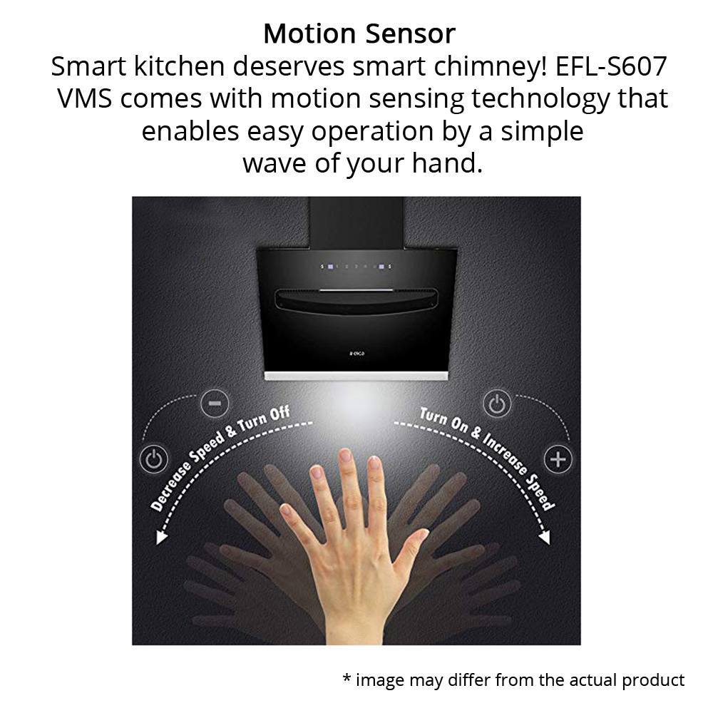 elica EFL S 607 VMS 60cm 1200m3/hr Ducted Auto Clean Wall Mounted Chimney with Touch Control Panel (Black) elica EFL S 607 VMS 60cm 1200m3/hr Ducted Auto Clean Wall Mounted Chimney with Touch Control Panel (Black)_10
