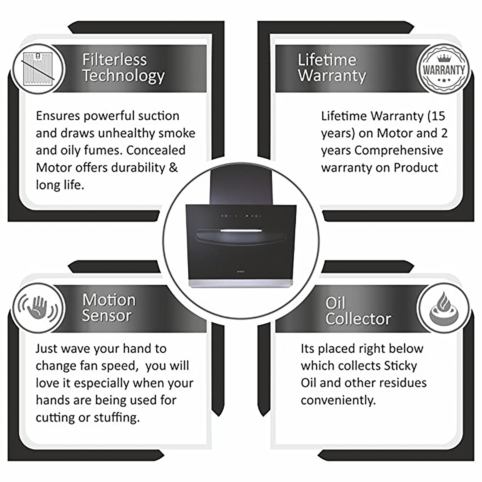 elica EFL S 607 VMS 60cm 1200m3/hr Ducted Auto Clean Wall Mounted Chimney with Touch Control Panel (Black) elica EFL S 607 VMS 60cm 1200m3/hr Ducted Auto Clean Wall Mounted Chimney with Touch Control Panel (Black)_11
