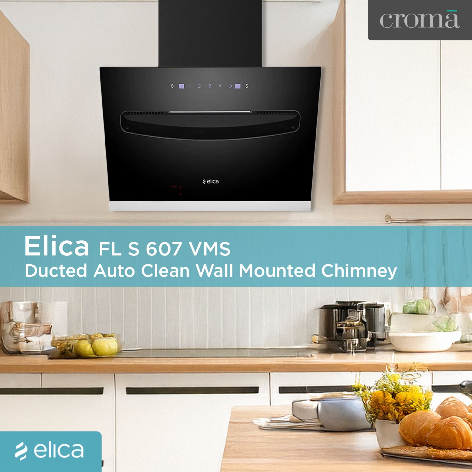 elica EFL S 607 VMS 60cm 1200m3/hr Ducted Auto Clean Wall Mounted Chimney with Touch Control Panel (Black) elica EFL S 607 VMS 60cm 1200m3/hr Ducted Auto Clean Wall Mounted Chimney with Touch Control Panel (Black)_13