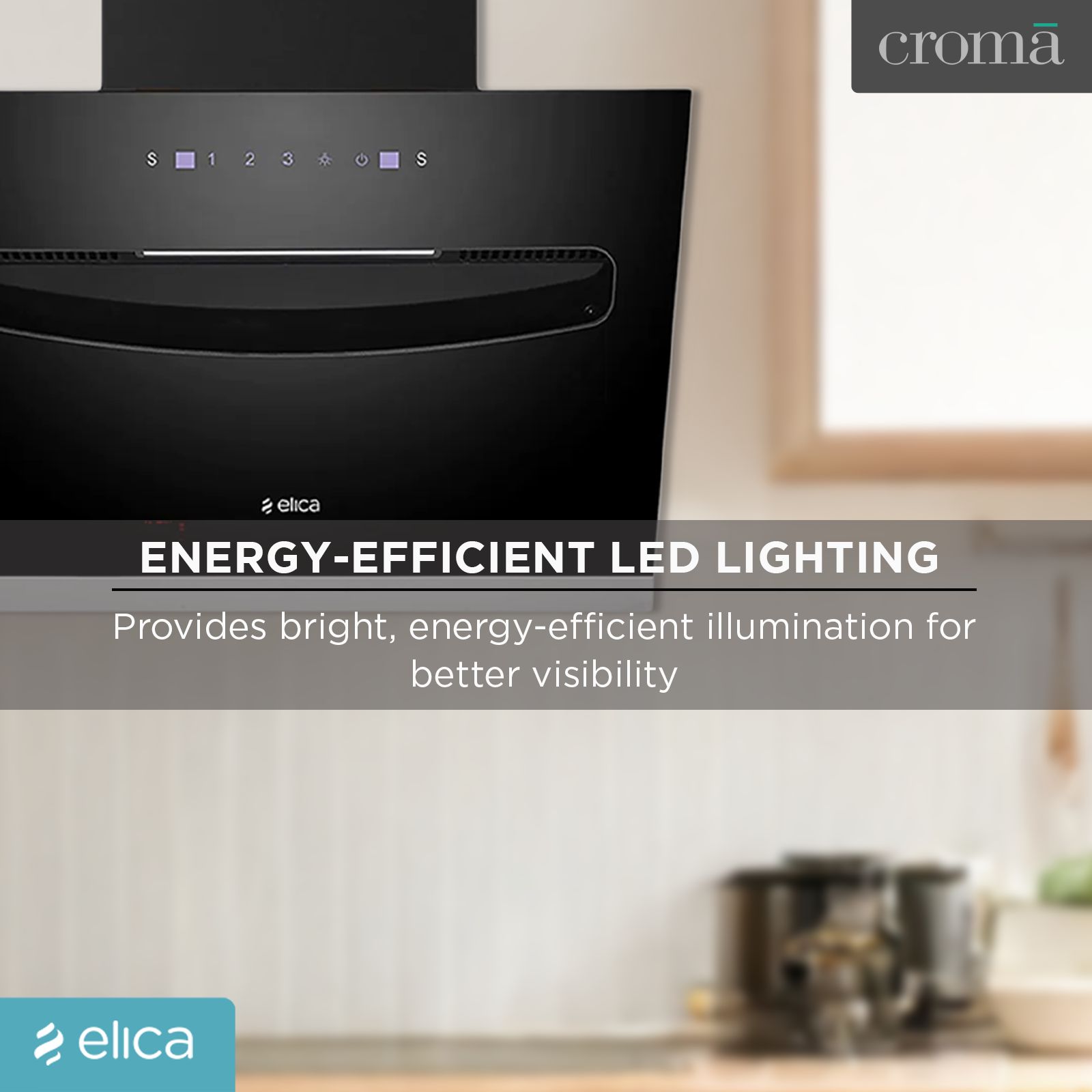 elica EFL S 607 VMS 60cm 1200m3/hr Ducted Auto Clean Wall Mounted Chimney with Touch Control Panel (Black) elica EFL S 607 VMS 60cm 1200m3/hr Ducted Auto Clean Wall Mounted Chimney with Touch Control Panel (Black)_15